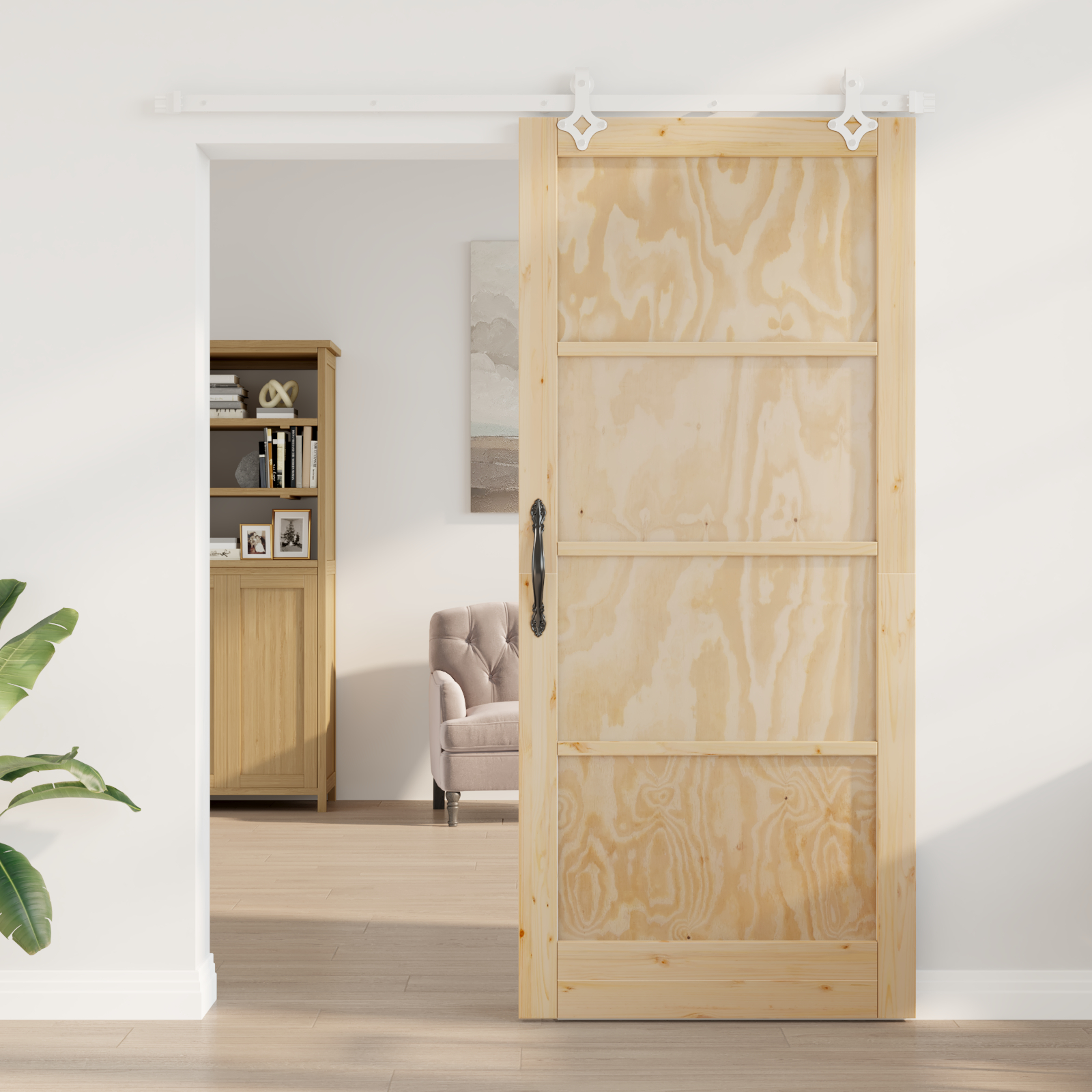 vidaXL Ușă Culisantă Manual Natural și alb 93 x 211 cm vidaXL Ușă Culisantă Manual Natural și alb 93 x 211 cm