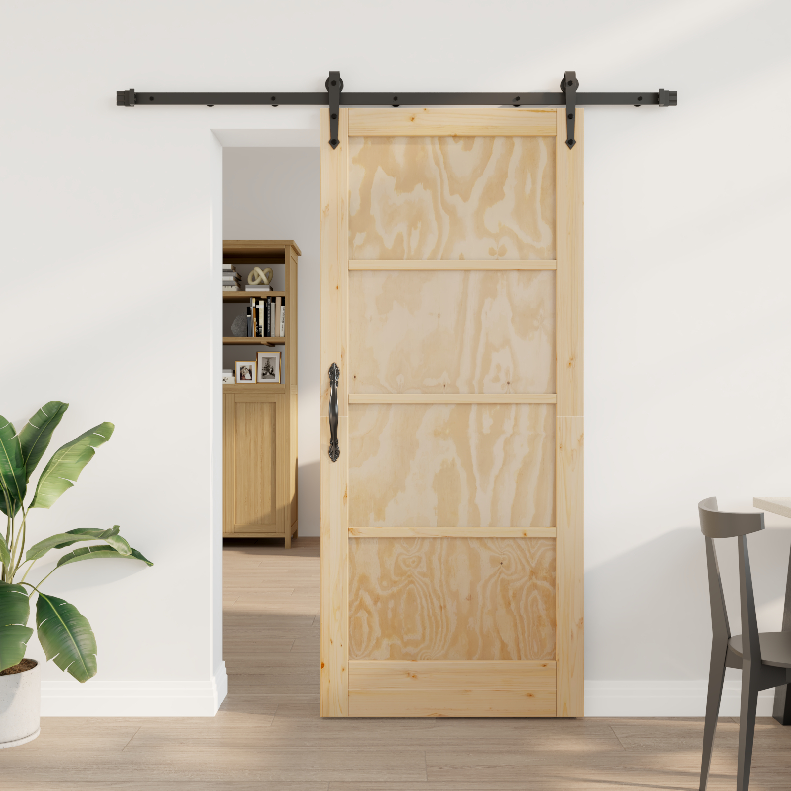 vidaXL Ușă glisantă Manual Natural și negru 78 x 202 cm vidaXL Ușă glisantă Manual Natural și negru 78 x 202 cm