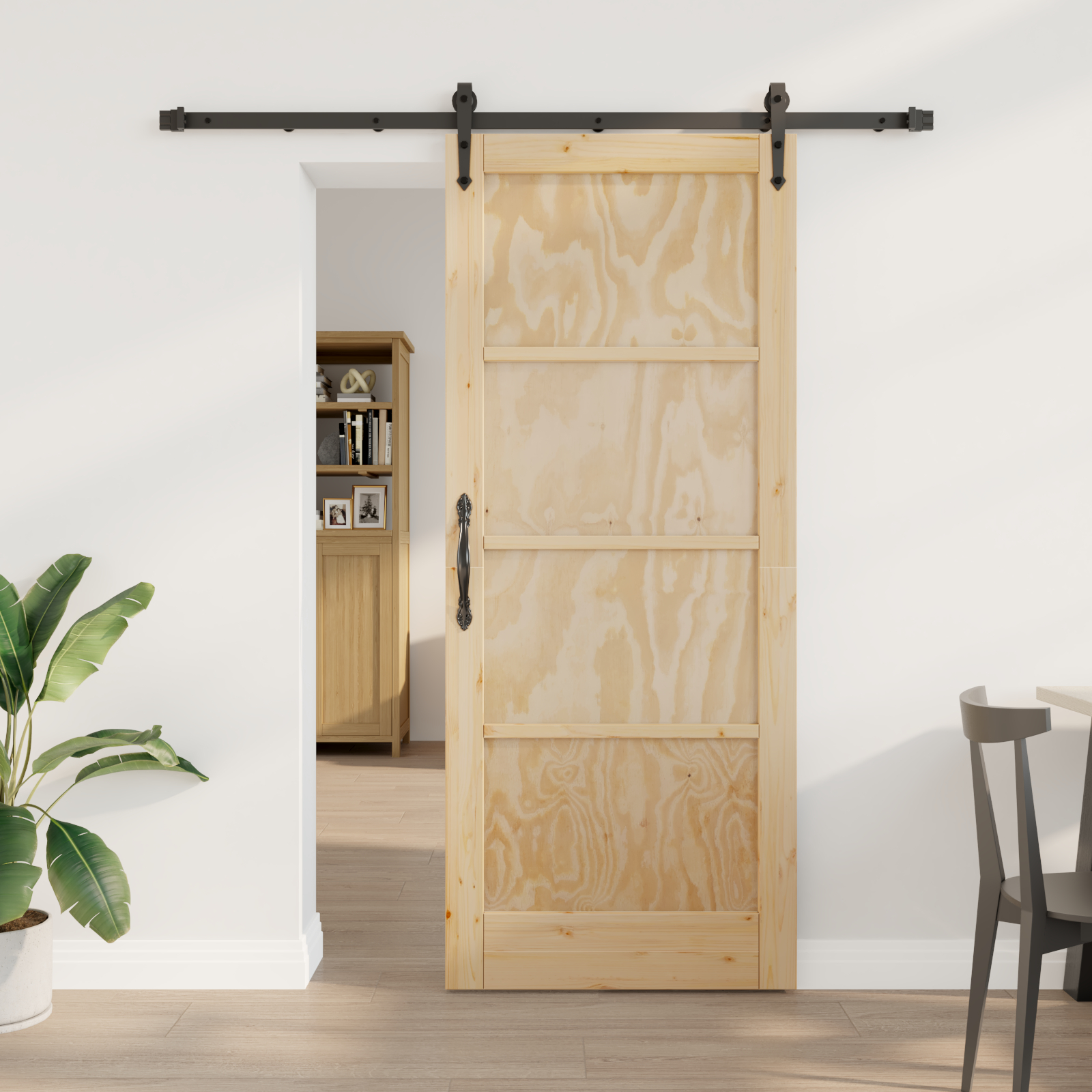 vidaXL Ușă glisantă Manual Natural și negru 83 x 202 cm vidaXL Ușă glisantă Manual Natural și negru 83 x 202 cm