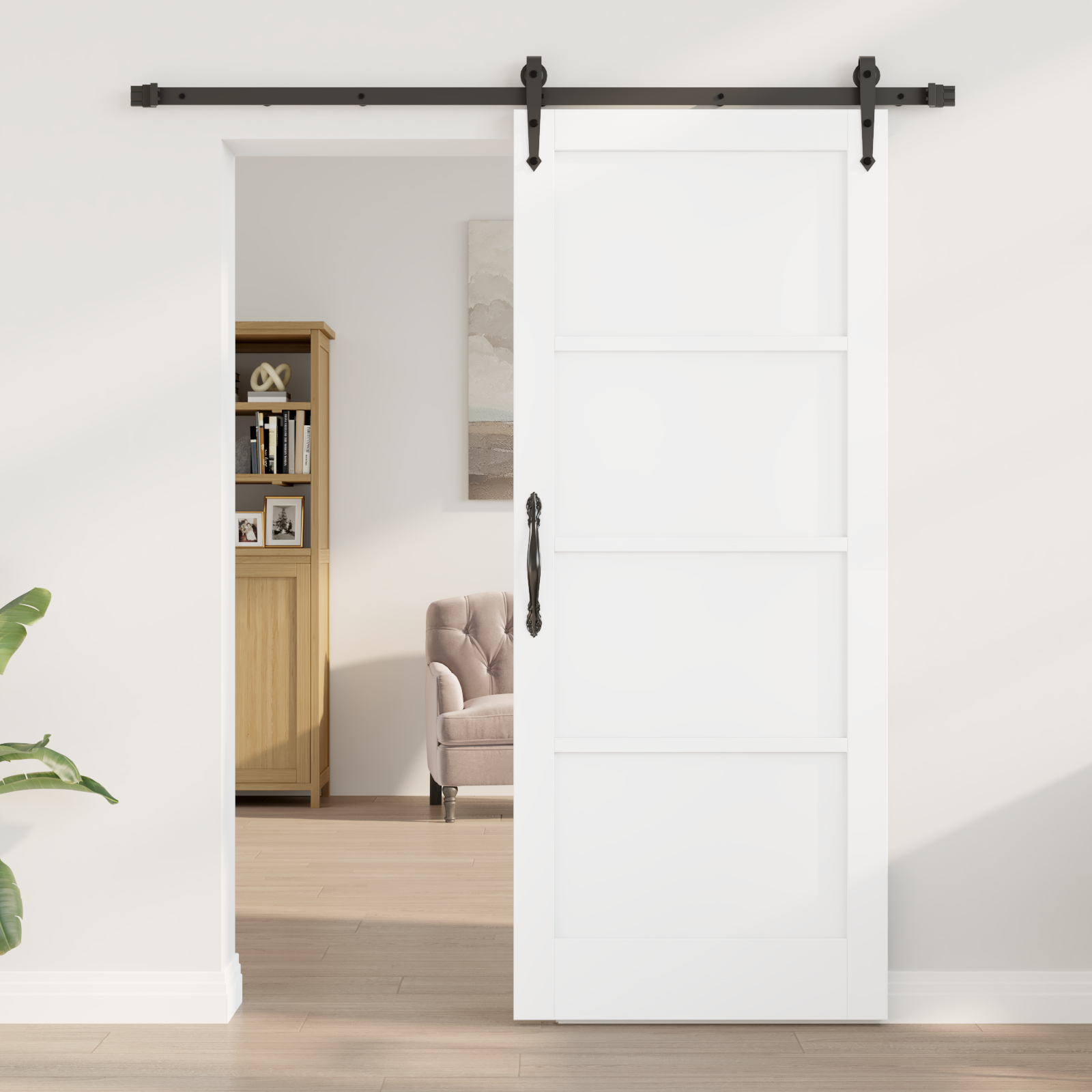 vidaXL Ușă glisantă Alb și negru 83 x 202 cm Lemn masiv de pin și oțel