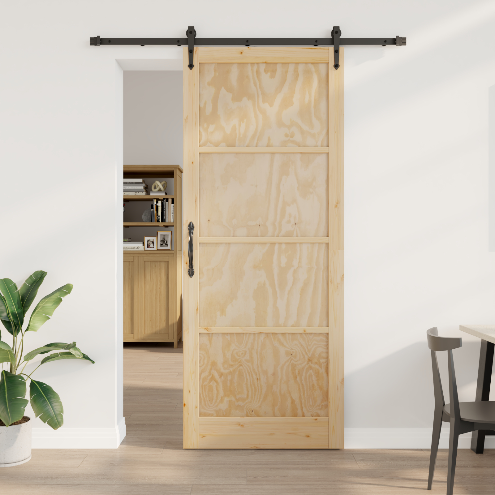 vidaXL Ușă glisantă Manual Natural și negru 93 x 232 cm vidaXL Ușă glisantă Manual Natural și negru 93 x 232 cm
