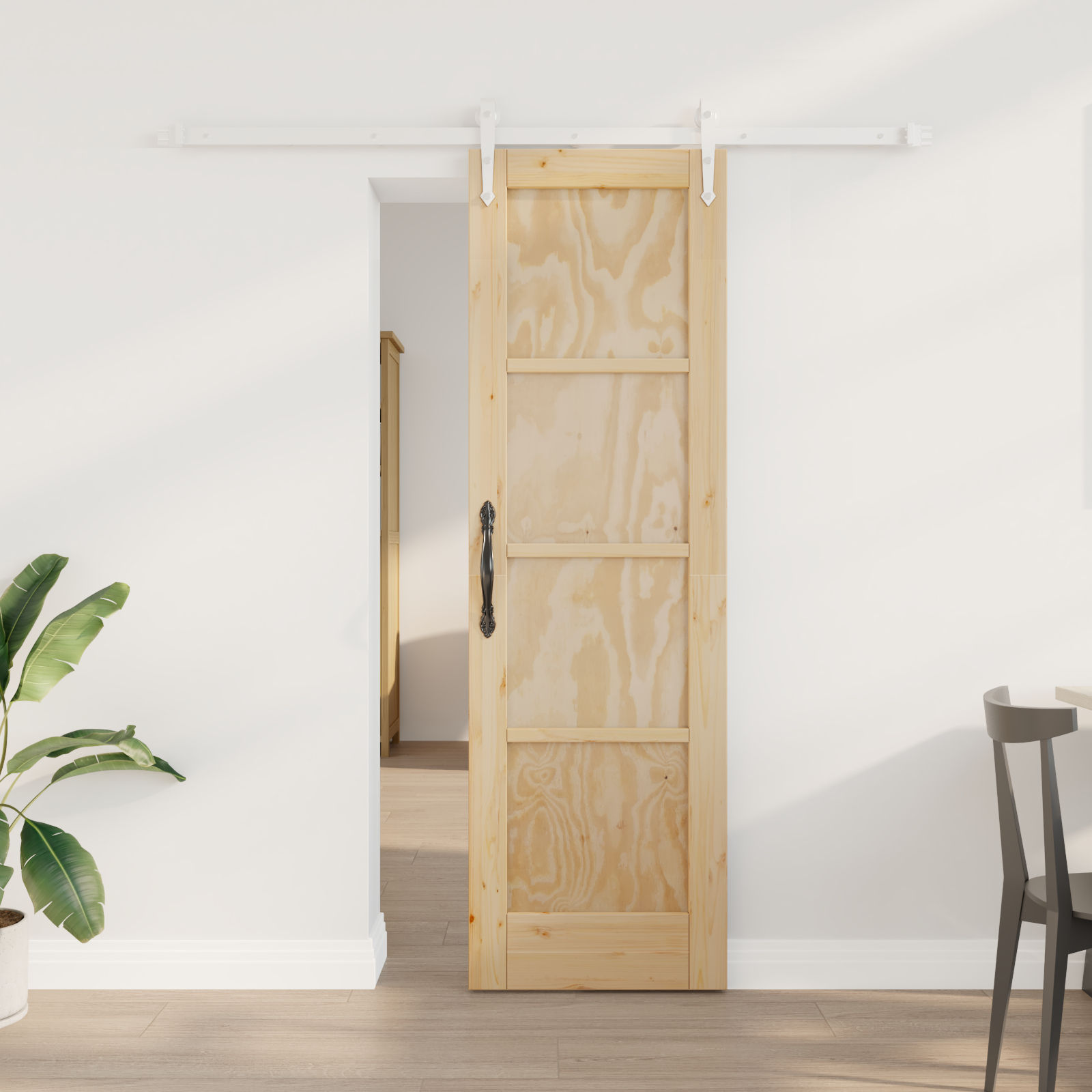 vidaXL Ușă glisantă Manual Natural și alb 61 x 198.5 cm