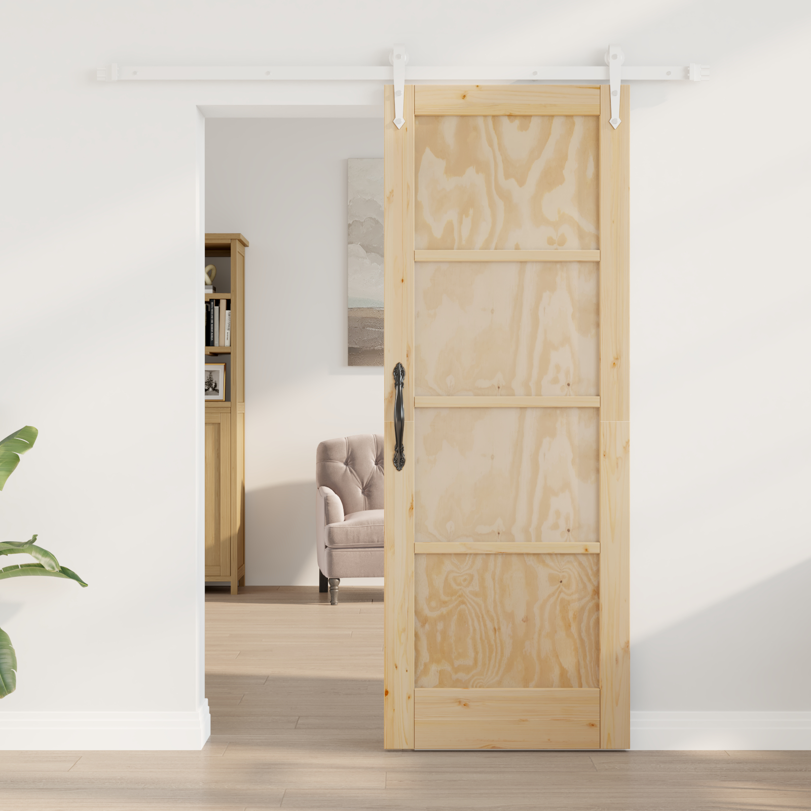 vidaXL Ușă glisantă Manual Natural și alb 73.5 x 198.5 cm vidaXL Ușă glisantă Manual Natural și alb 73.5 x 198.5 cm