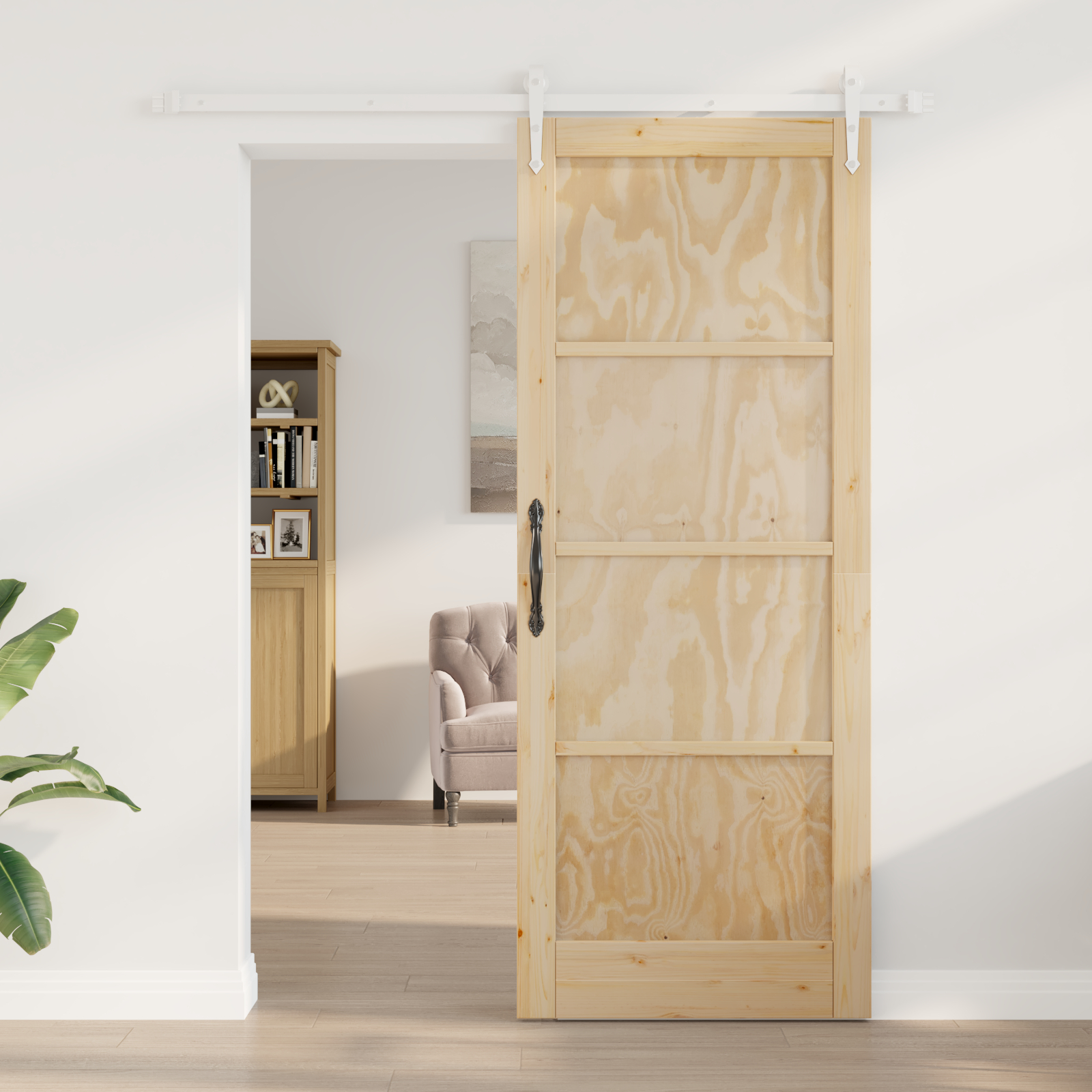 vidaXL Ușă glisantă Manual Natural și alb 83 x 211 cm