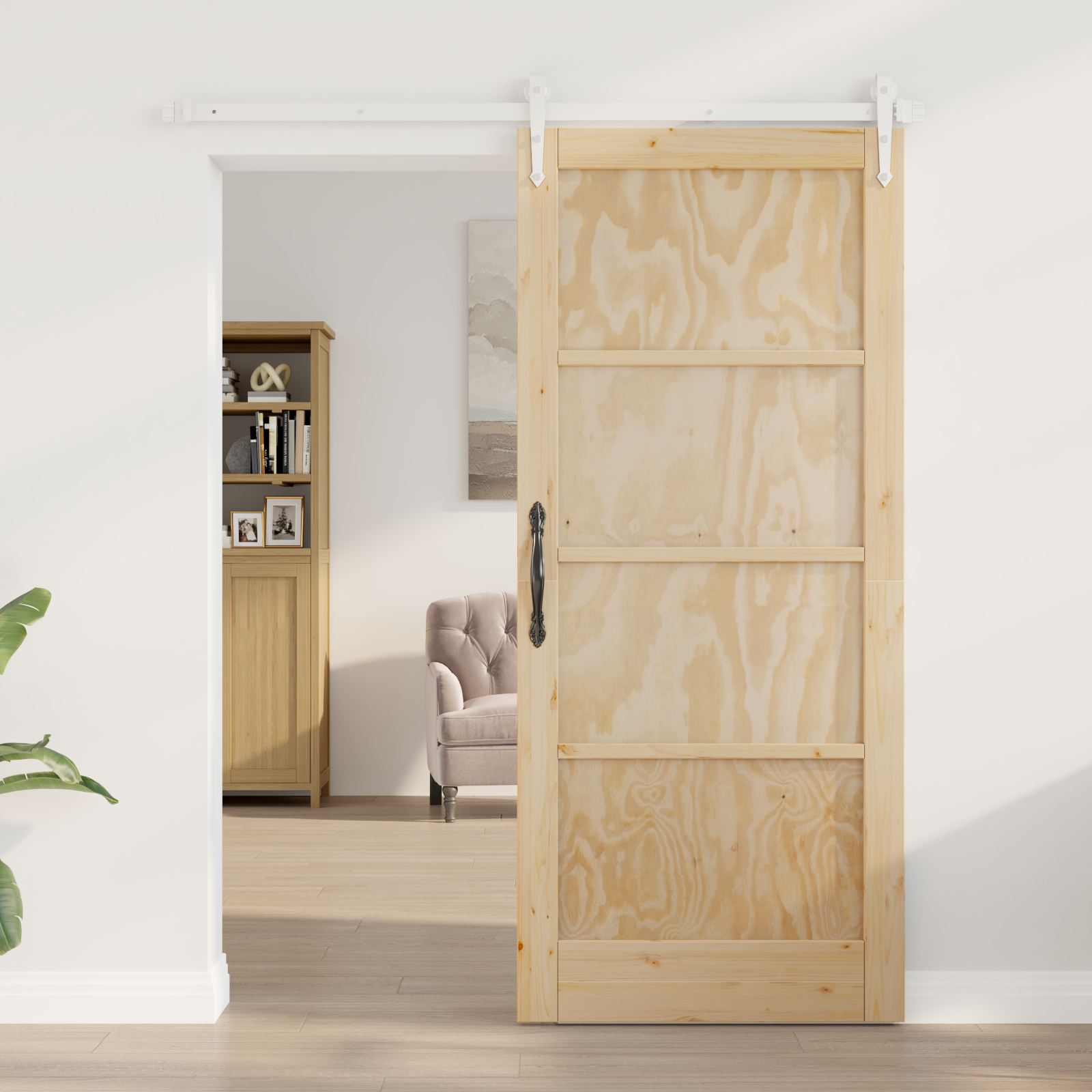 vidaXL Ușă glisantă Manual Natural și alb 86 x 211 cm
