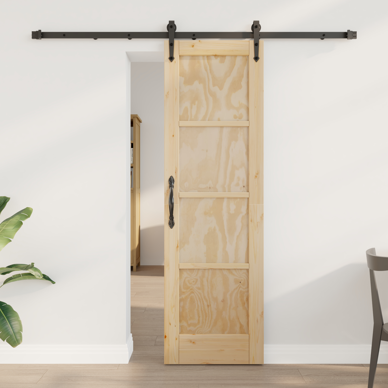 vidaXL Ușă glisantă Manual Natural și negru 61 x 198.5 cm vidaXL Ușă glisantă Manual Natural și negru 61 x 198.5 cm