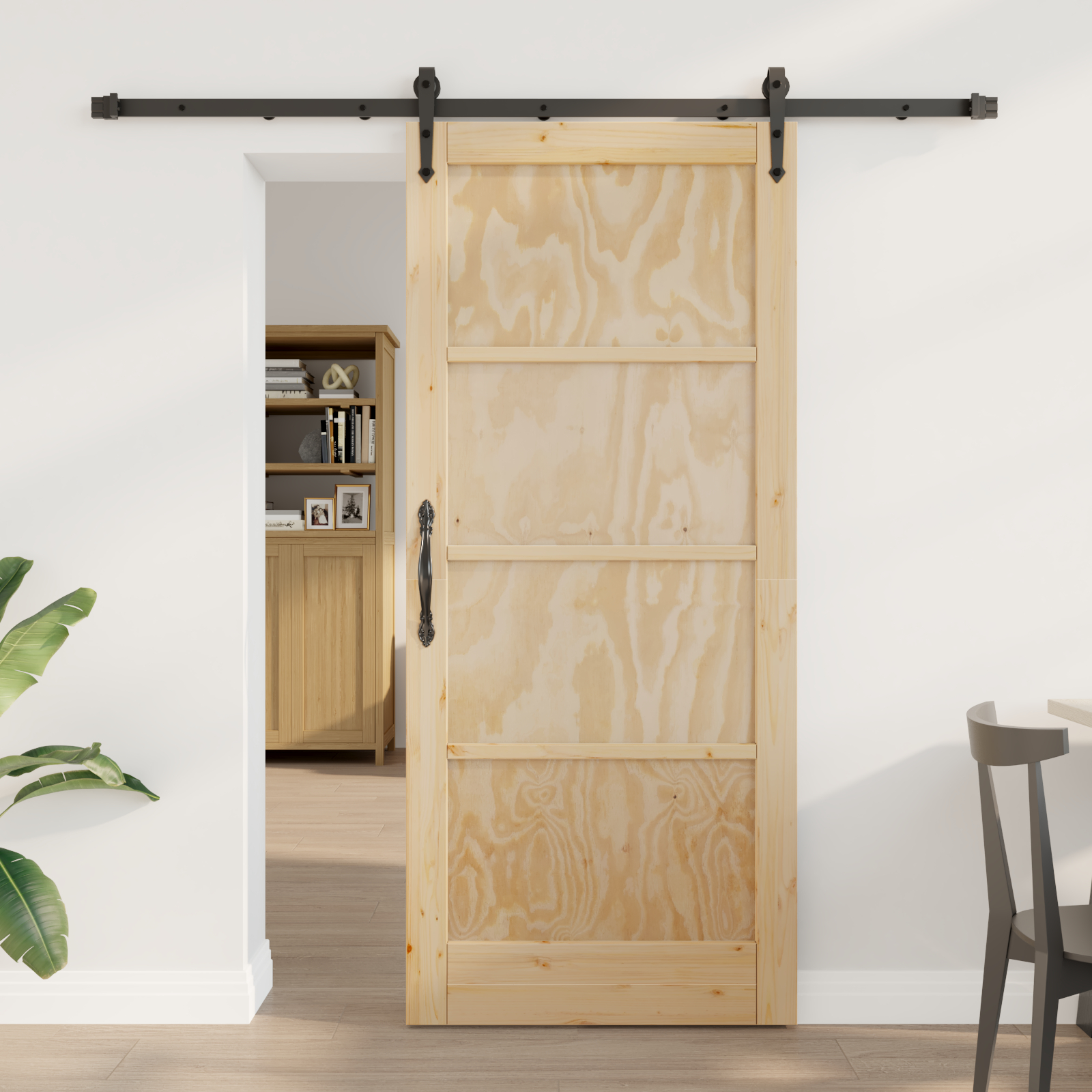 vidaXL Ușă glisantă Manual Natural și negru 78 x 202 cm vidaXL Ușă glisantă Manual Natural și negru 78 x 202 cm