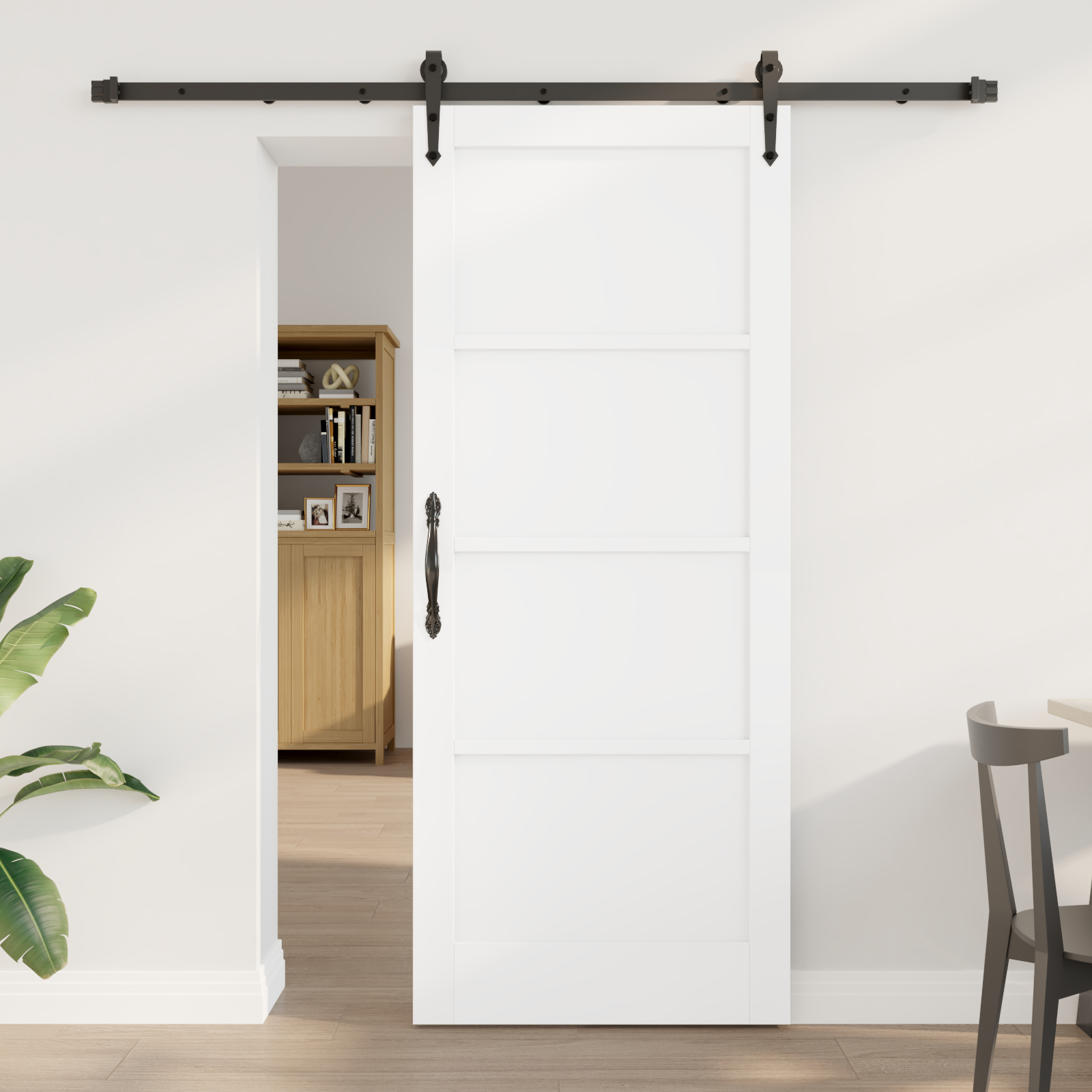 vidaXL Ușă glisantă Alb și negru 83 x 202 cm Lemn masiv de pin și oțel