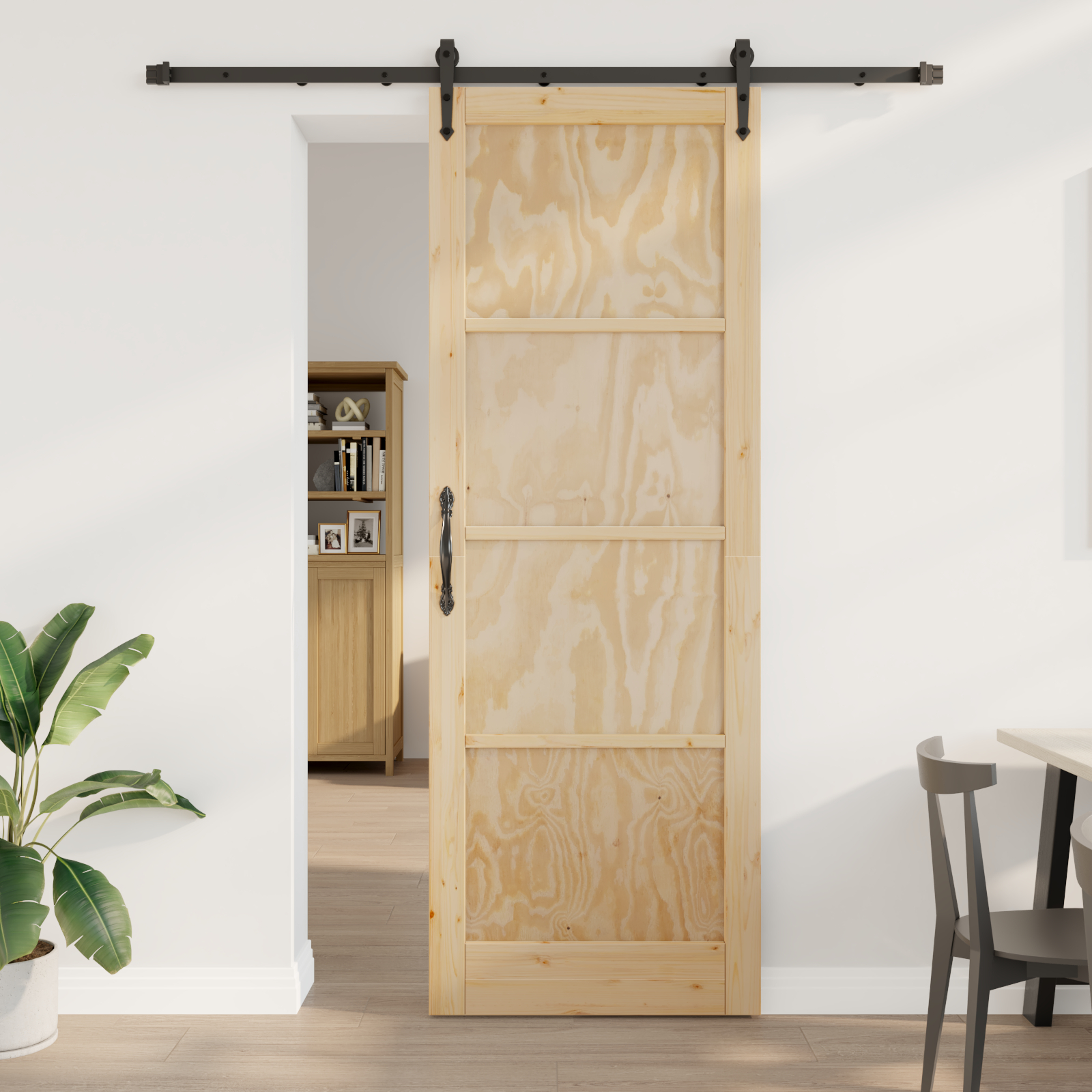 vidaXL Ușă glisantă Manual Natural și negru 83 x 232 cm vidaXL Ușă glisantă Manual Natural și negru 83 x 232 cm