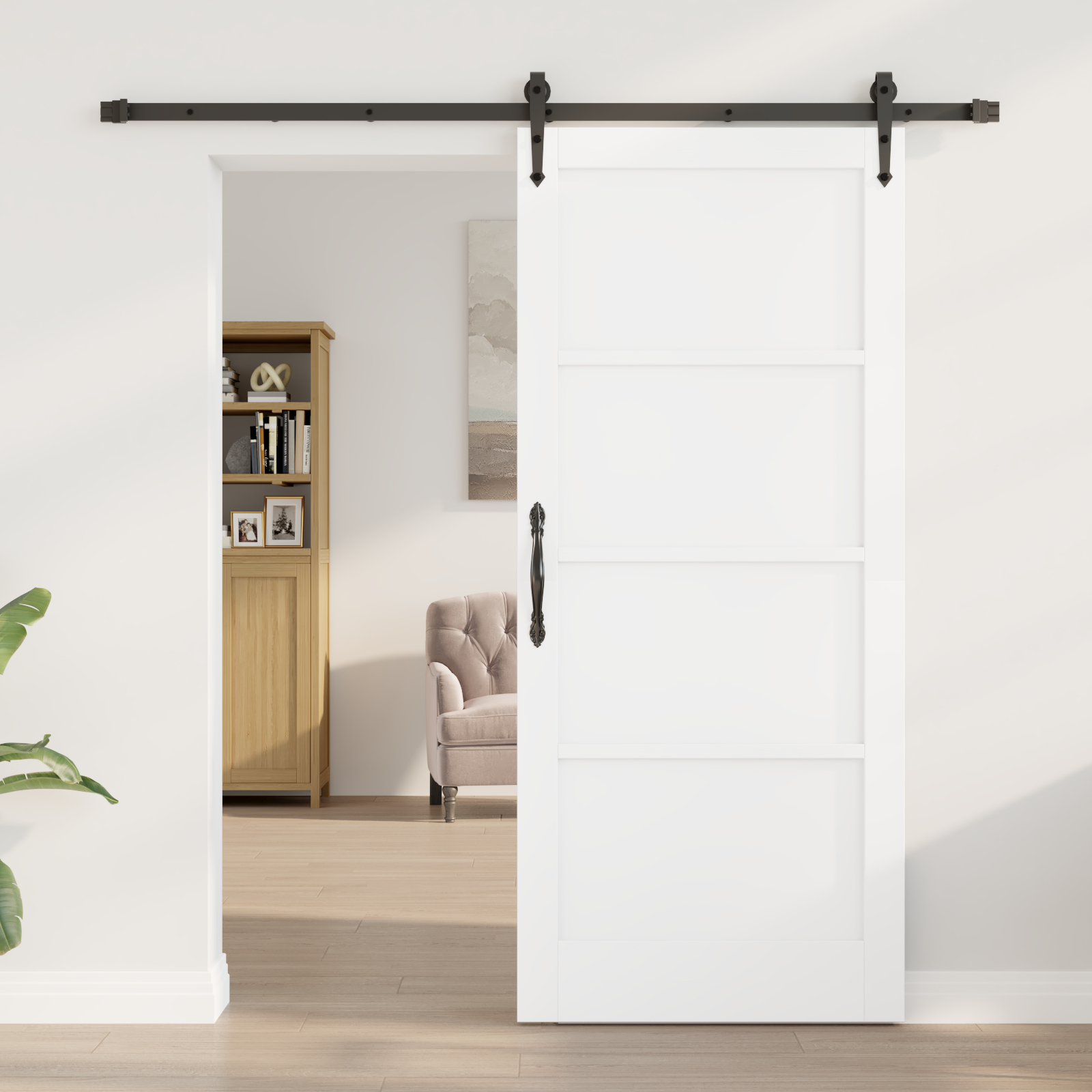 vidaXL Ușă glisantă Manual Alb și negru 86 x 198.5 cm vidaXL Ușă glisantă Manual Alb și negru 86 x 198.5 cm