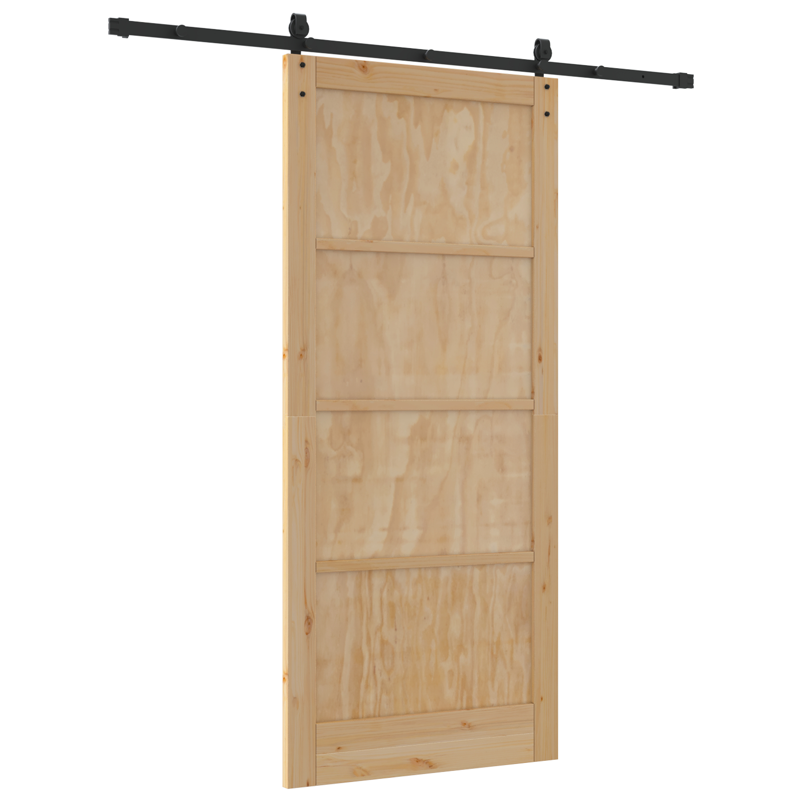 vidaXL Ușă glisantă Manual Natural și negru 93 x 211 cm vidaXL Ușă glisantă Manual Natural și negru 93 x 211 cm