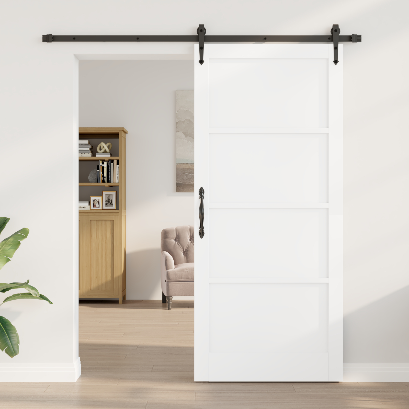 Ușa culisantă vidaXL cu set de accesorii alb 93x211 cm lemn masiv pin Ușa culisantă vidaXL cu set de accesorii alb 93x211 cm lemn masiv pin