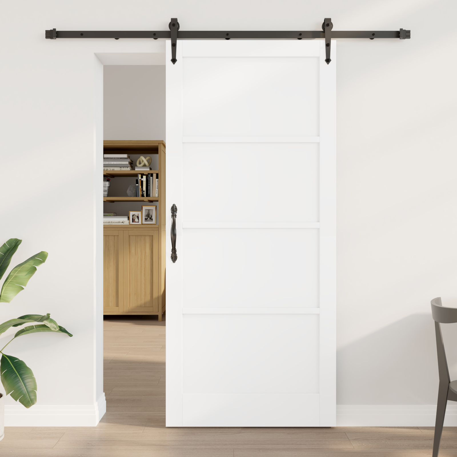 Ușa culisantă vidaXL cu set de accesorii alb 93x211 cm lemn masiv pin Ușa culisantă vidaXL cu set de accesorii alb 93x211 cm lemn masiv pin