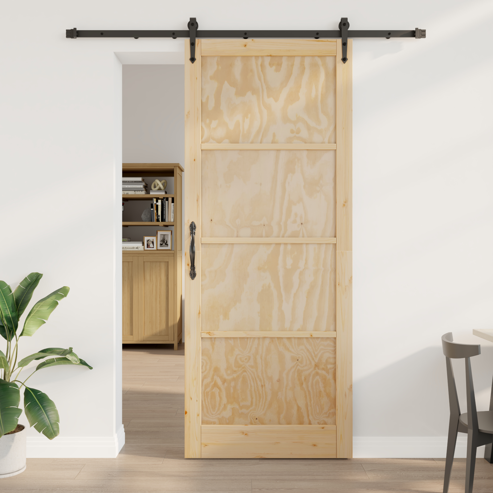 vidaXL Ușă glisantă Manual Natural și negru 93 x 232 cm vidaXL Ușă glisantă Manual Natural și negru 93 x 232 cm