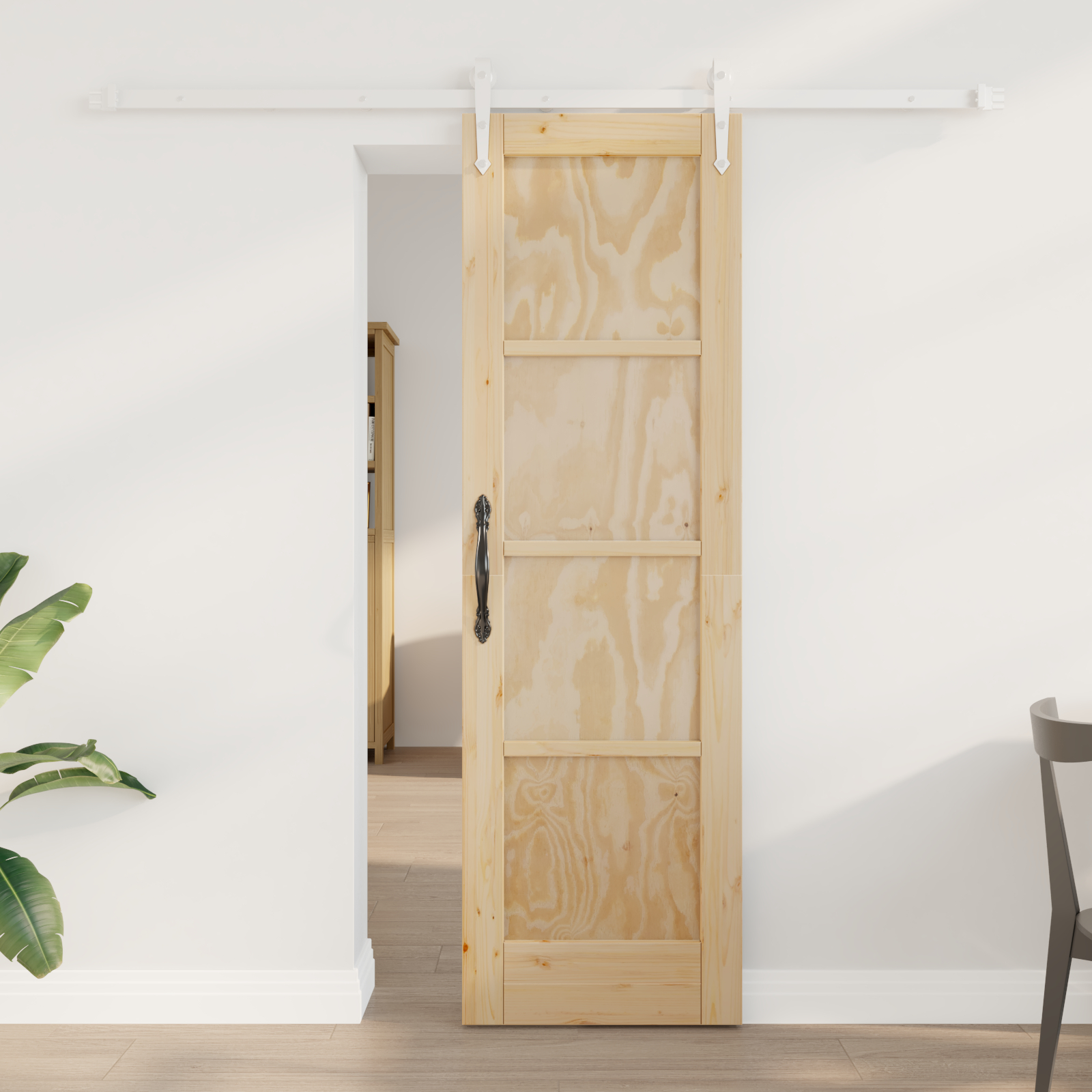 vidaXL Ușă glisantă Manual Natural și alb 61 x 198.5 cm vidaXL Ușă glisantă Manual Natural și alb 61 x 198.5 cm