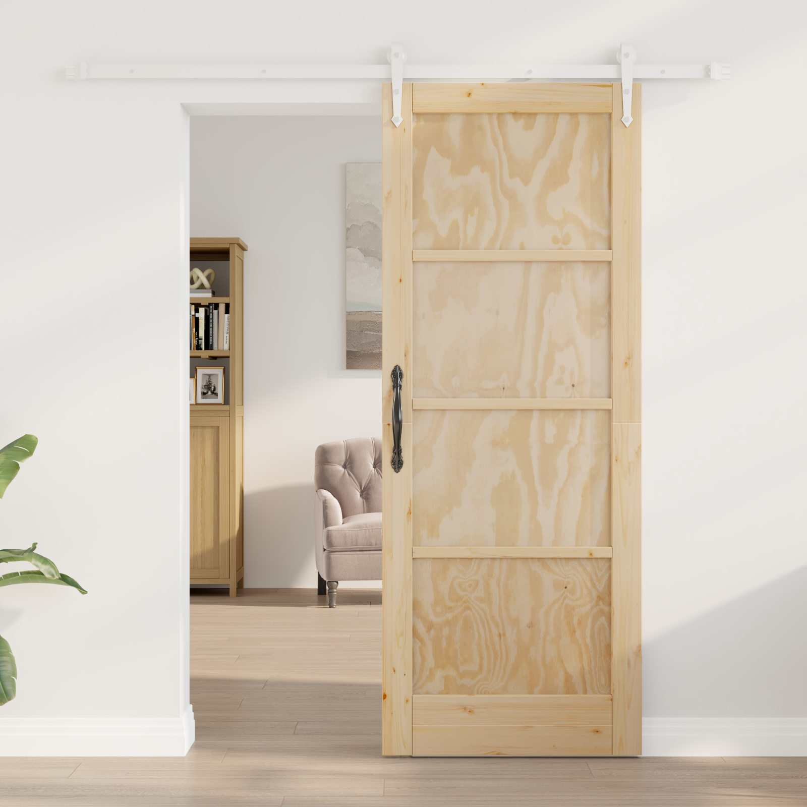 Ușa glisantă vidaXL cu set de accesorii 78x202 cm din lemn masiv de pin