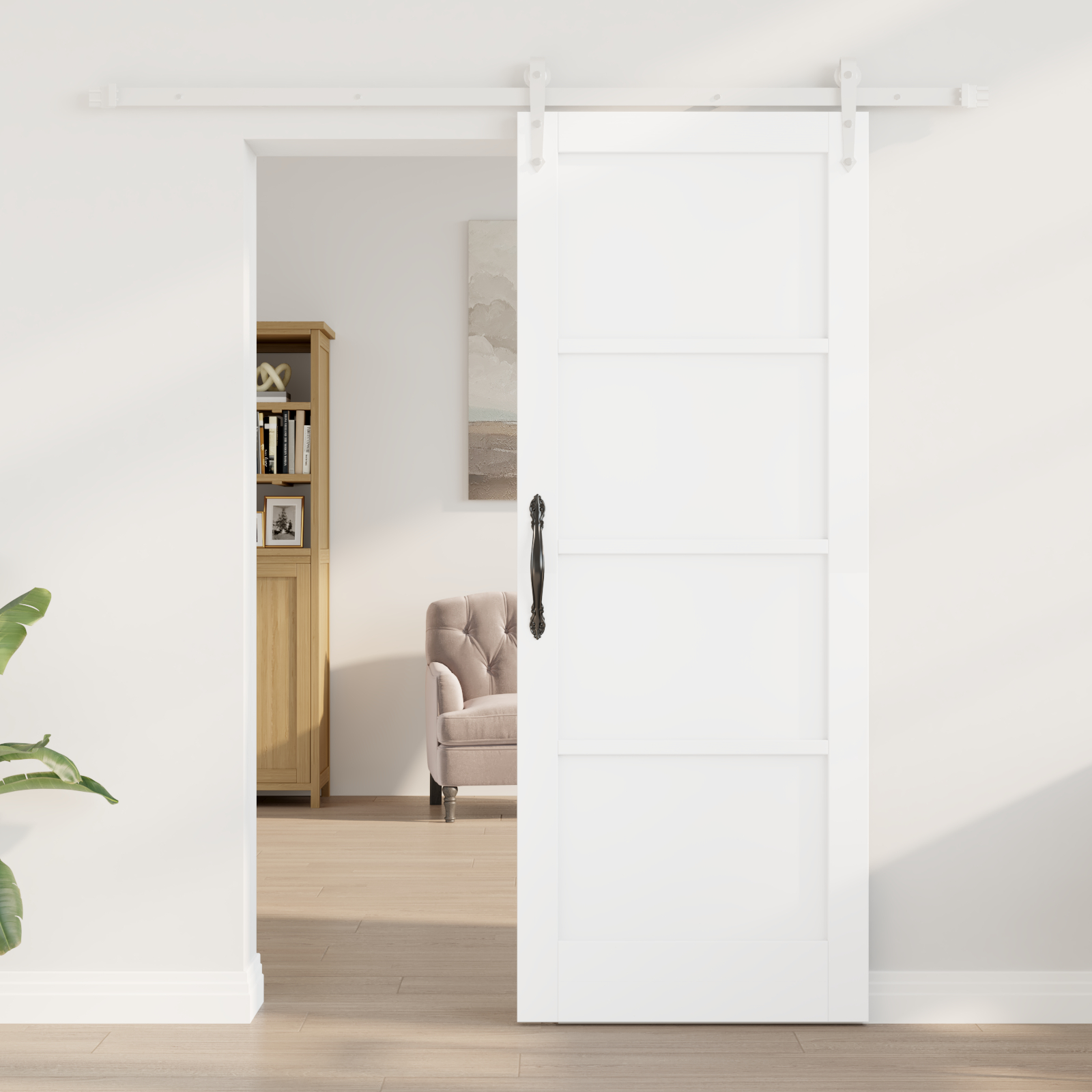 Ușă Culisantă vidaXL cu Set Hardware Alb 78x202 cm Lemn Masiv Pin Ușă Culisantă vidaXL cu Set Hardware Alb 78x202 cm Lemn Masiv Pin