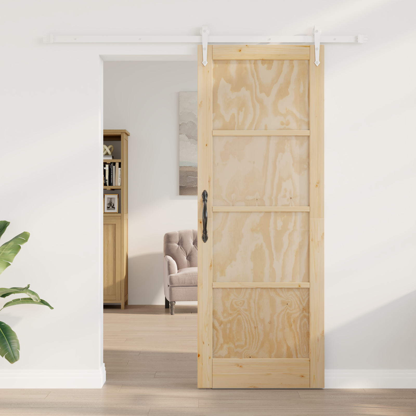 vidaXL Ușă glisantă Manual Natural și alb 78 x 211 cm