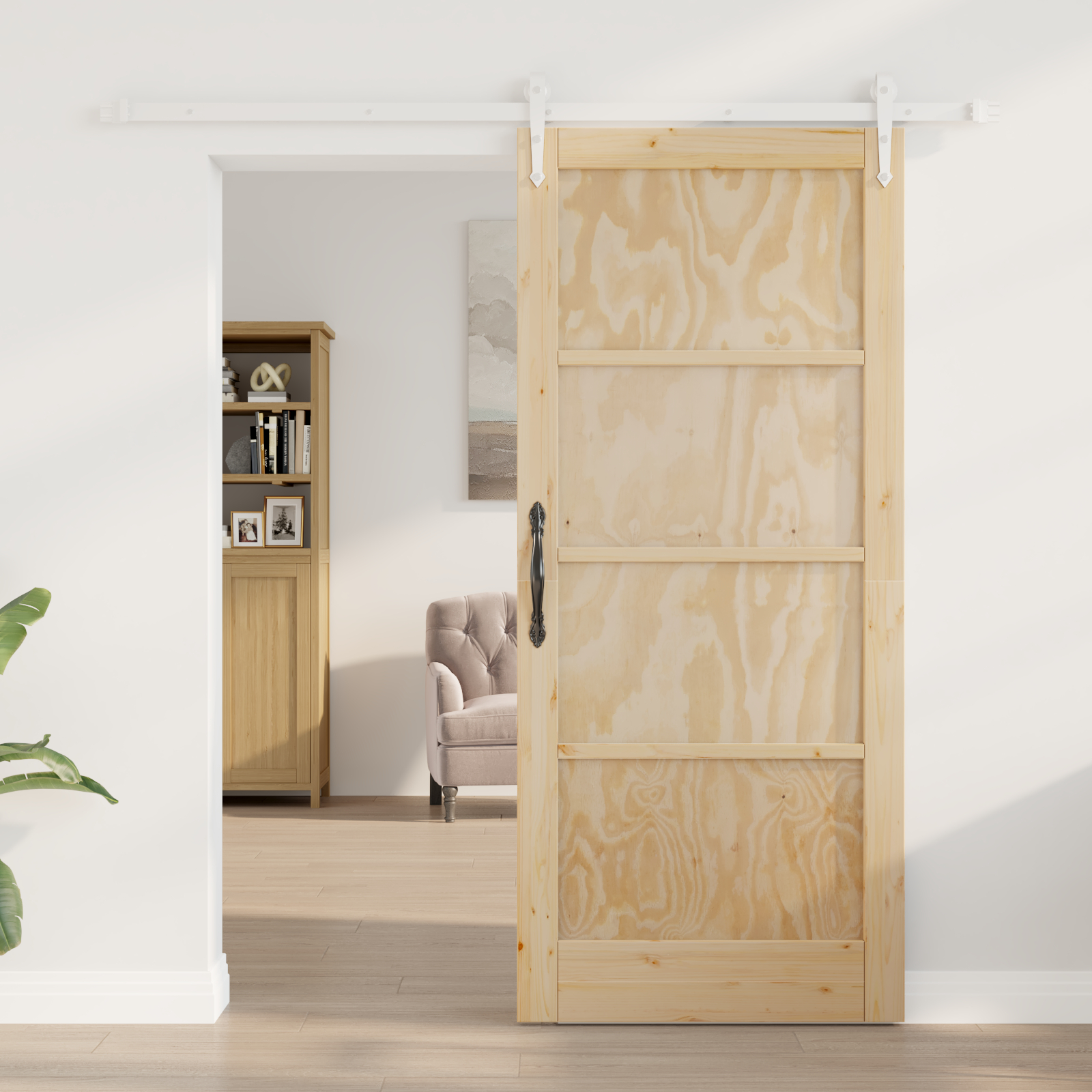 vidaXL Ușă glisantă Manual Natural și alb 86 x 198.5 cm vidaXL Ușă glisantă Manual Natural și alb 86 x 198.5 cm