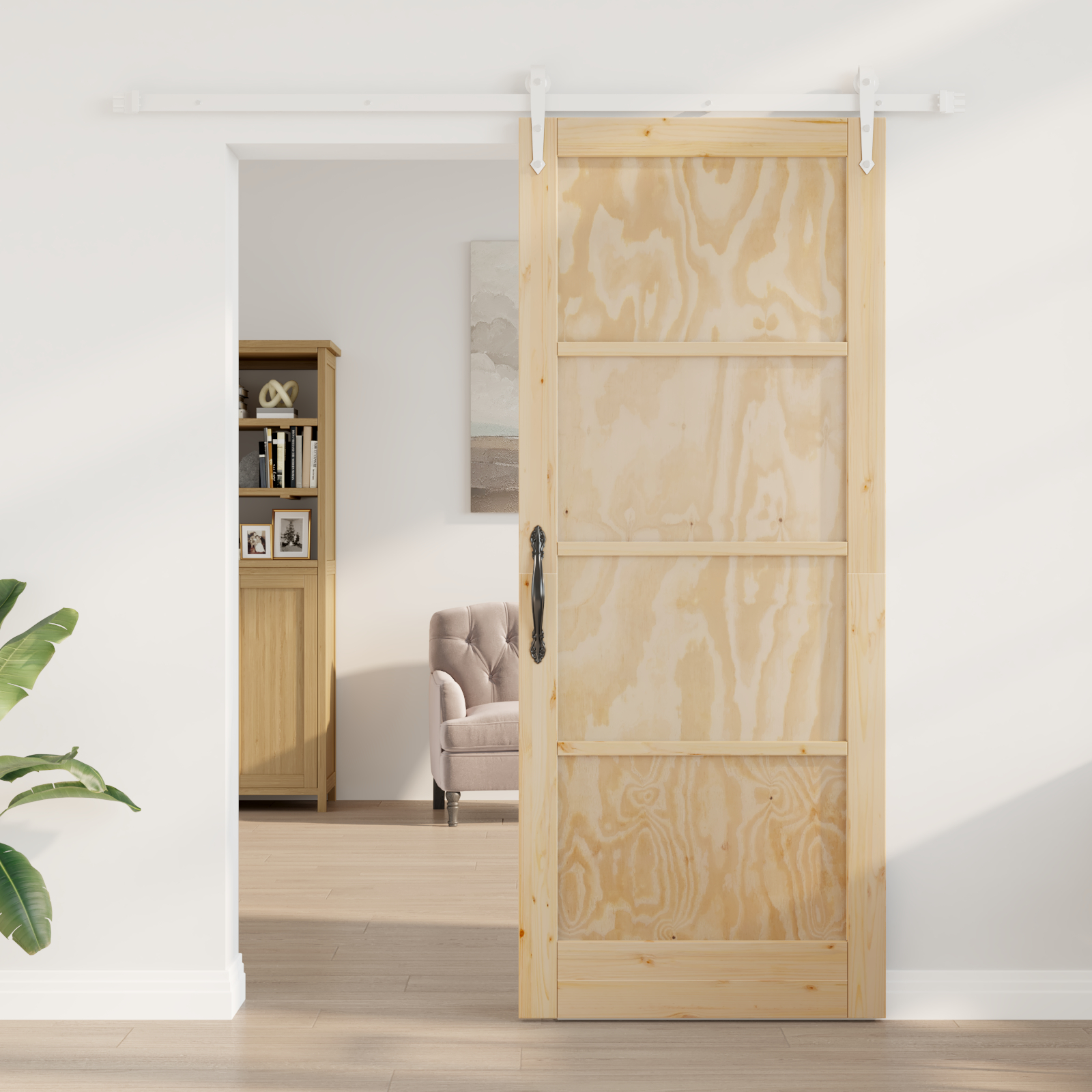 vidaXL Ușă glisantă Manual Natural și alb 86 x 211 cm