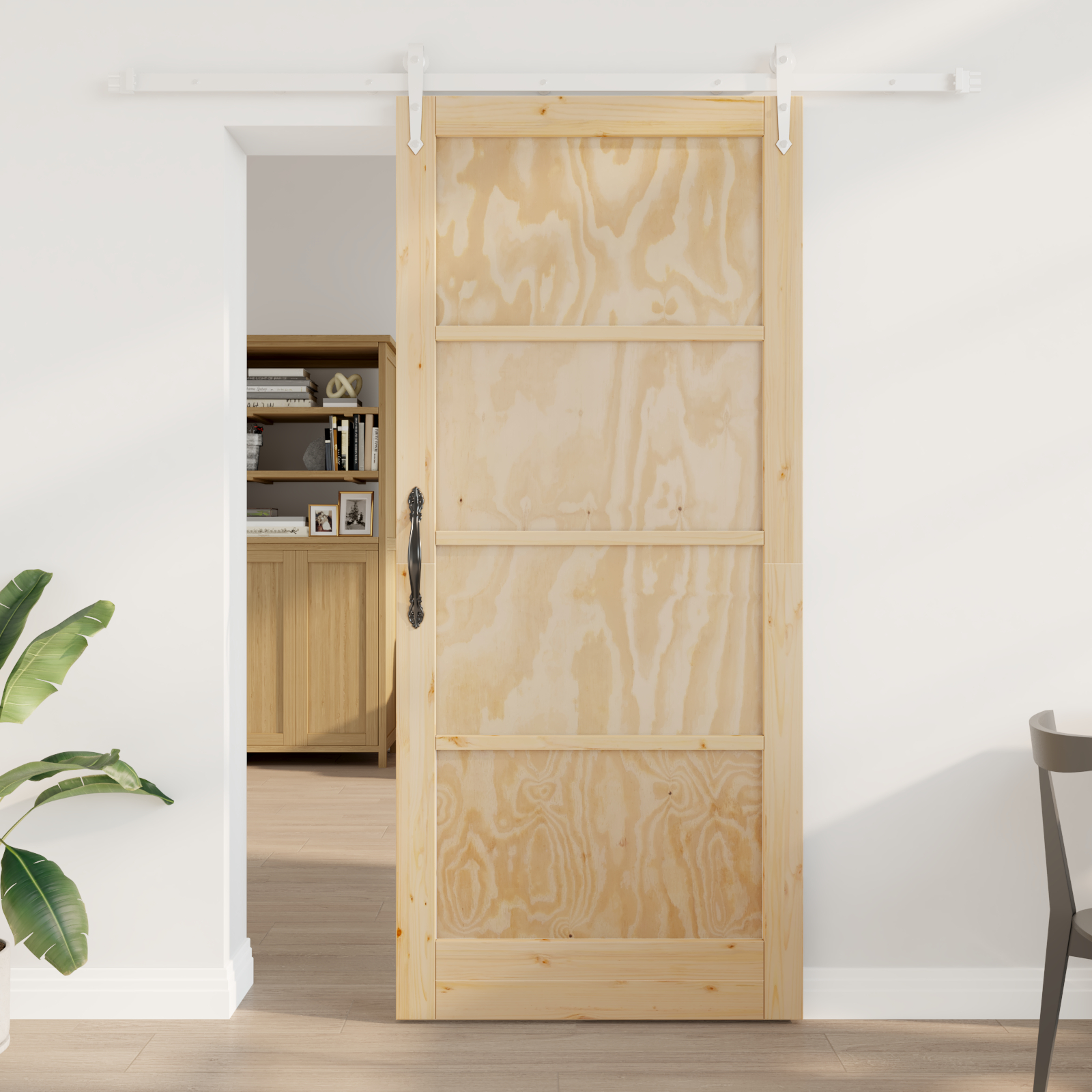vidaXL Ușă glisantă Manual Natural și alb 93 x 211 cm vidaXL Ușă glisantă Manual Natural și alb 93 x 211 cm