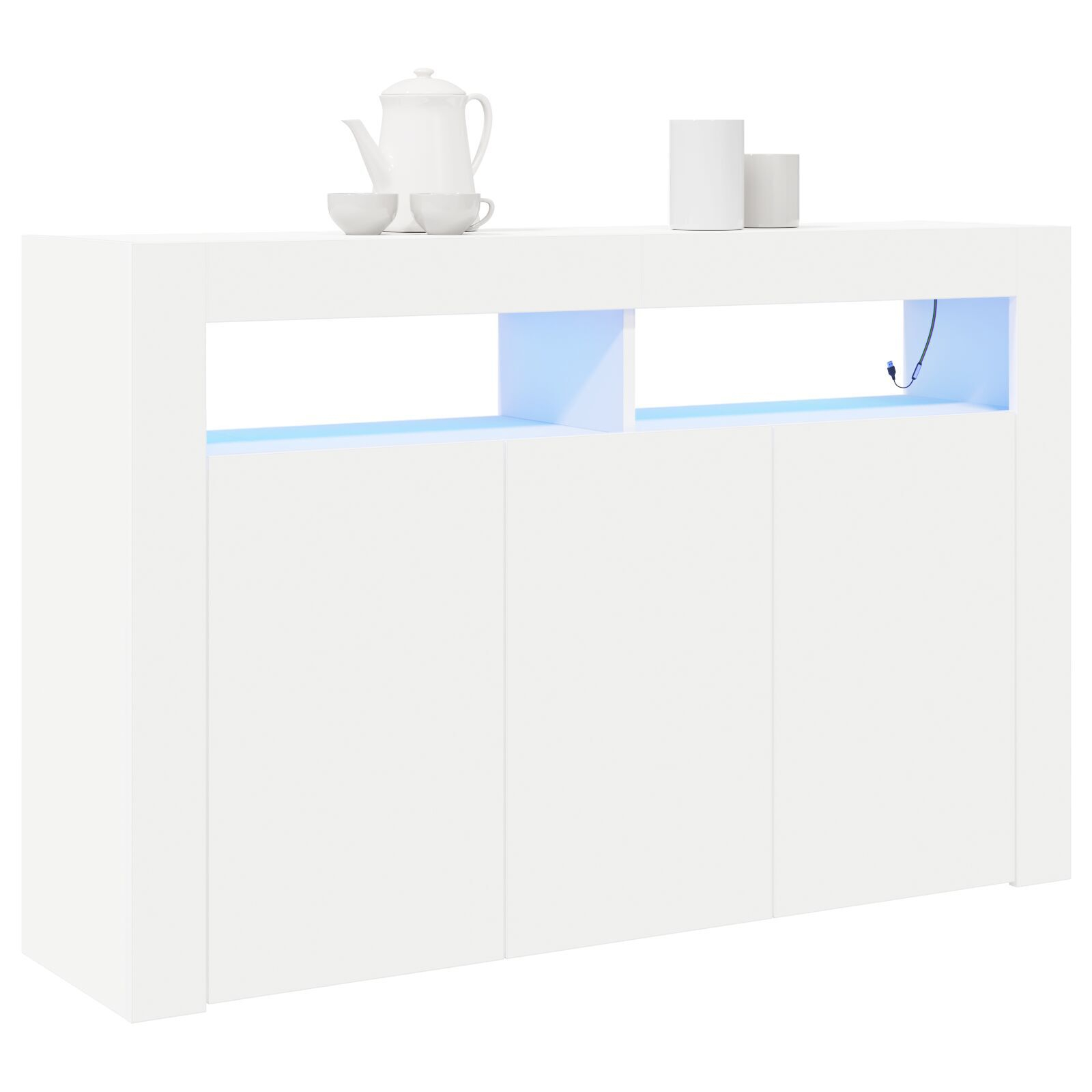 vidaXL Bufet Alb Alb Lemn Compus 116 x 30 x 75 cm Modern Bufet cu LED vidaXL Bufet Alb Alb Lemn Compus 116 x 30 x 75 cm Modern Bufet cu LED