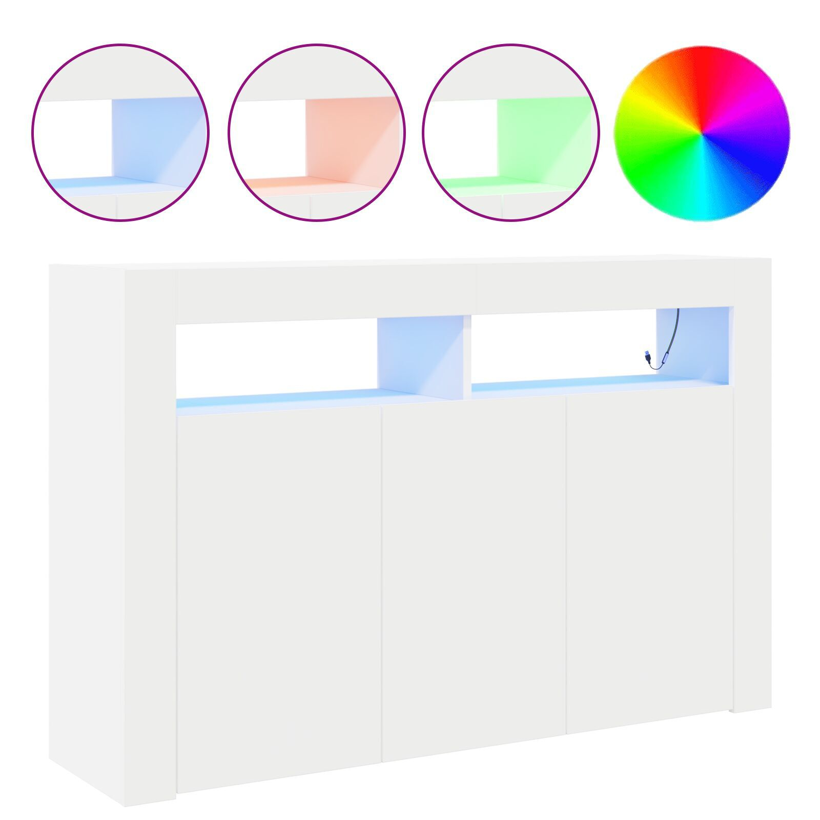 vidaXL Bufet Alb Alb Lemn Compus 116 x 30 x 75 cm Modern Bufet cu LED vidaXL Bufet Alb Alb Lemn Compus 116 x 30 x 75 cm Modern Bufet cu LED
