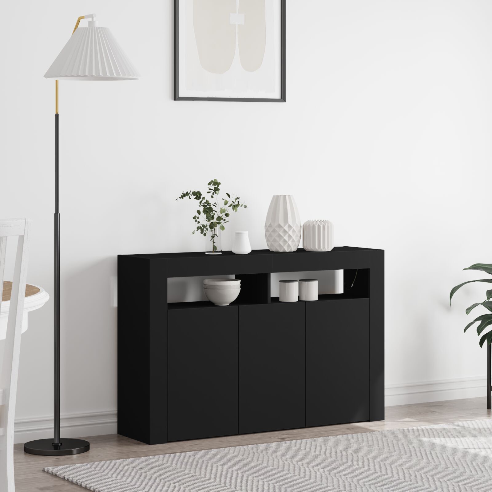 vidaXL Bufet Negru Lemn Ingineresc 116 x 30 x 75 cm Bufet Rectangular vidaXL Bufet Negru Lemn Ingineresc 116 x 30 x 75 cm Bufet Rectangular