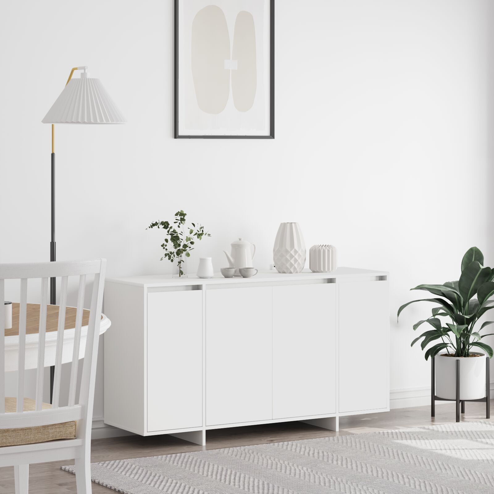vidaXL Bufet Alb Alb Lemn 135 x 41 x 75 cm Bufet Alb Dreptunghiular vidaXL Bufet Alb Alb Lemn 135 x 41 x 75 cm Bufet Alb Dreptunghiular