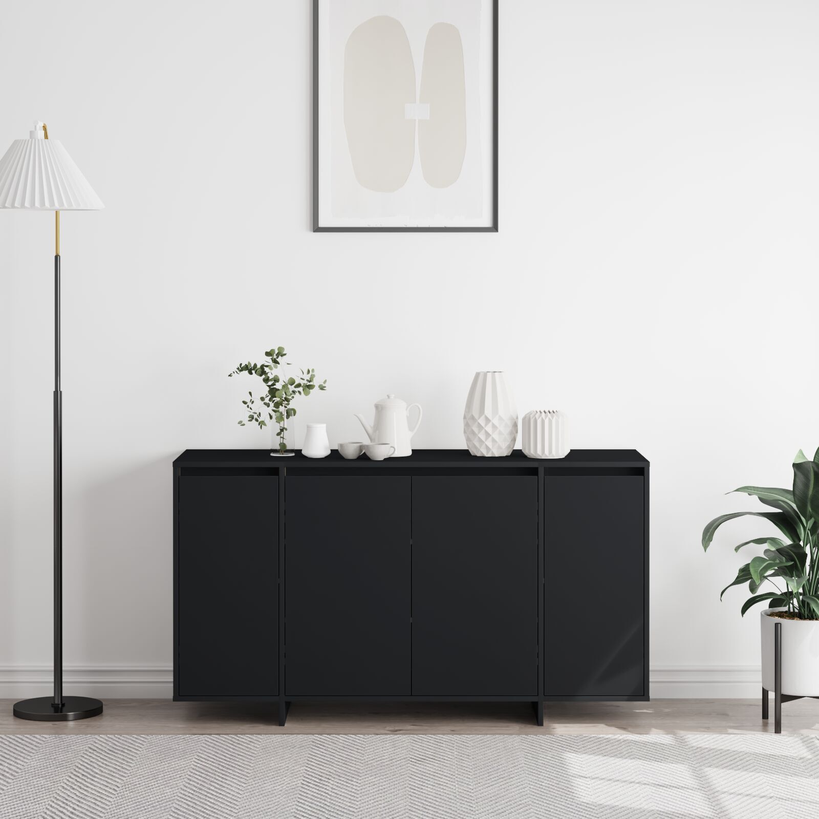 vidaXL Bufet Negru Negru Lemn rezistent 135 x 41 x 75 cm Bufet Negru vidaXL Bufet Negru Negru Lemn rezistent 135 x 41 x 75 cm Bufet Negru