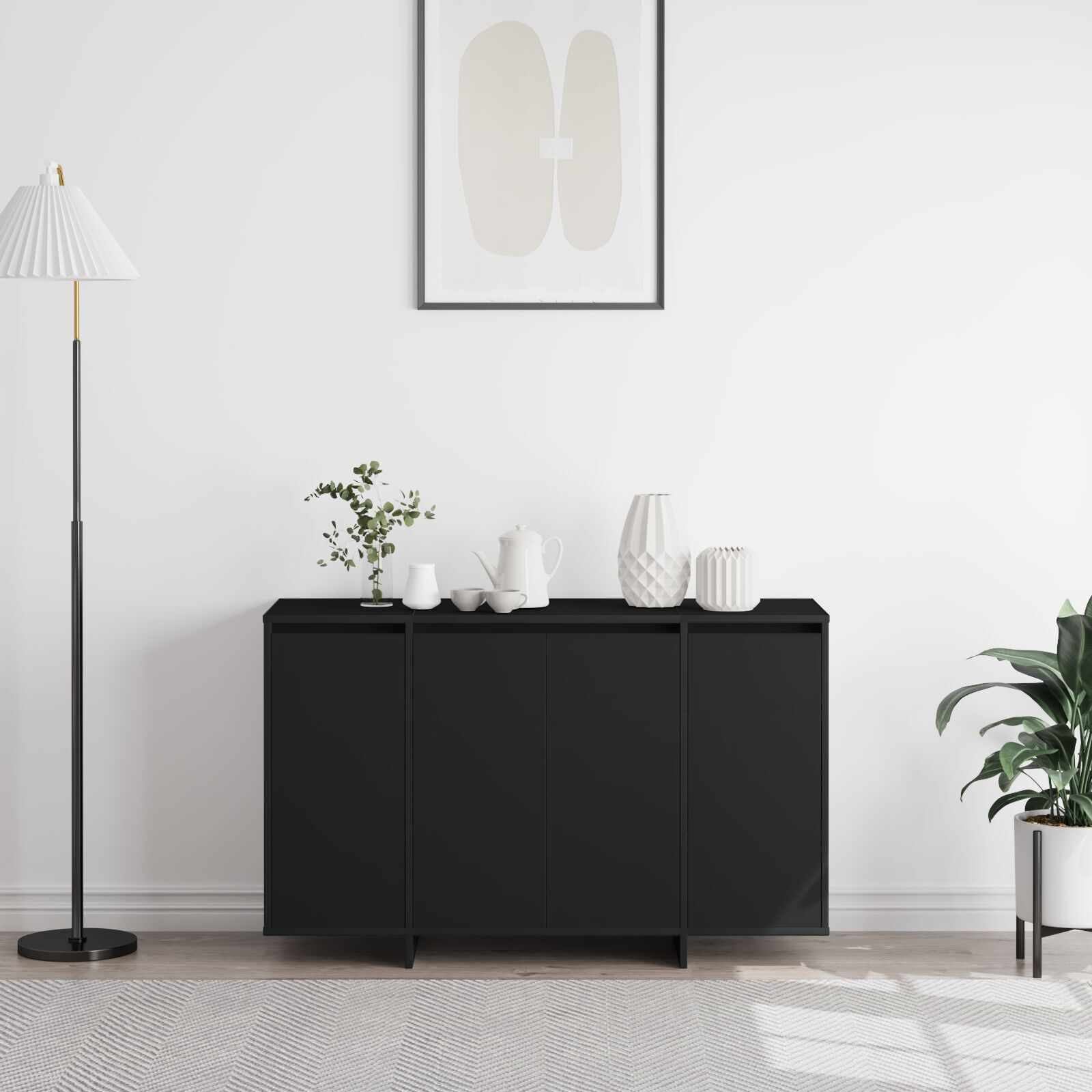 vidaXL Bufet Negru Negru Lemn prelucrat 120 x 41 x 75 cm Bufet Negru vidaXL Bufet Negru Negru Lemn prelucrat 120 x 41 x 75 cm Bufet Negru