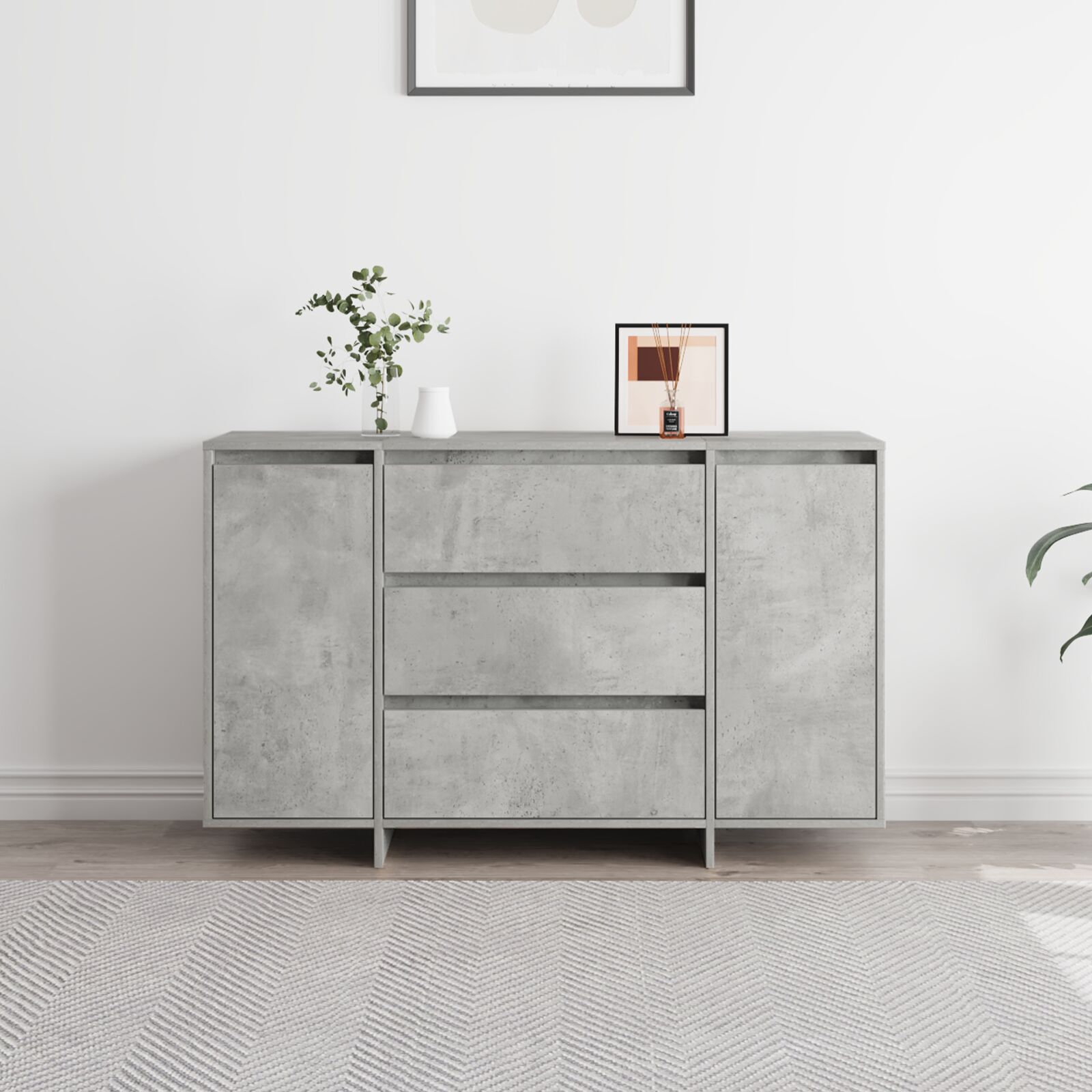 vidaXL Bufet Gri Beton 120x41x75 cm Lemn Ușor vidaXL Bufet Gri Beton 120x41x75 cm Lemn Ușor