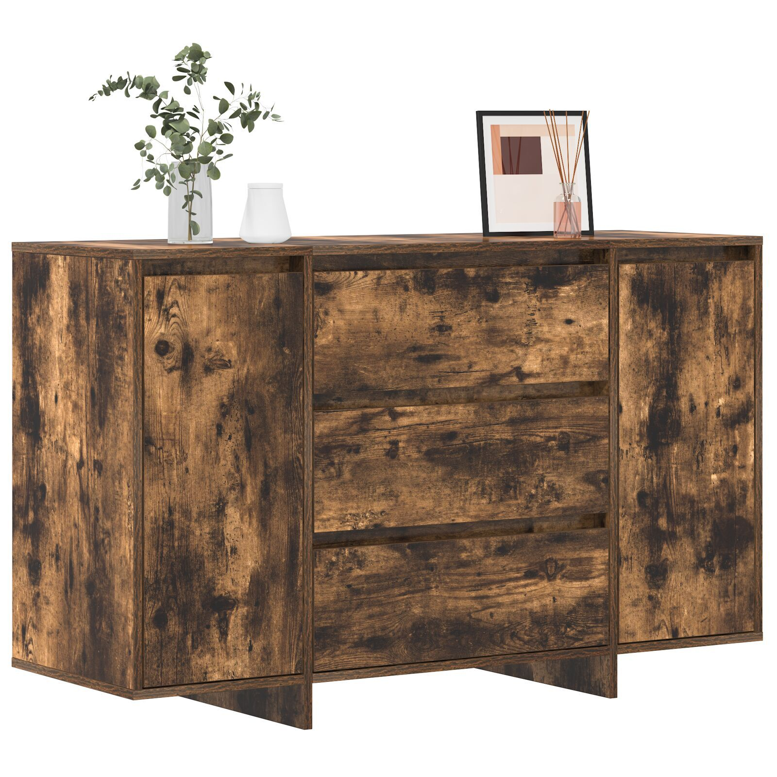 vidaXL Bufet Stejar Afumat 120x41x75 cm Lemn îmbunătățit