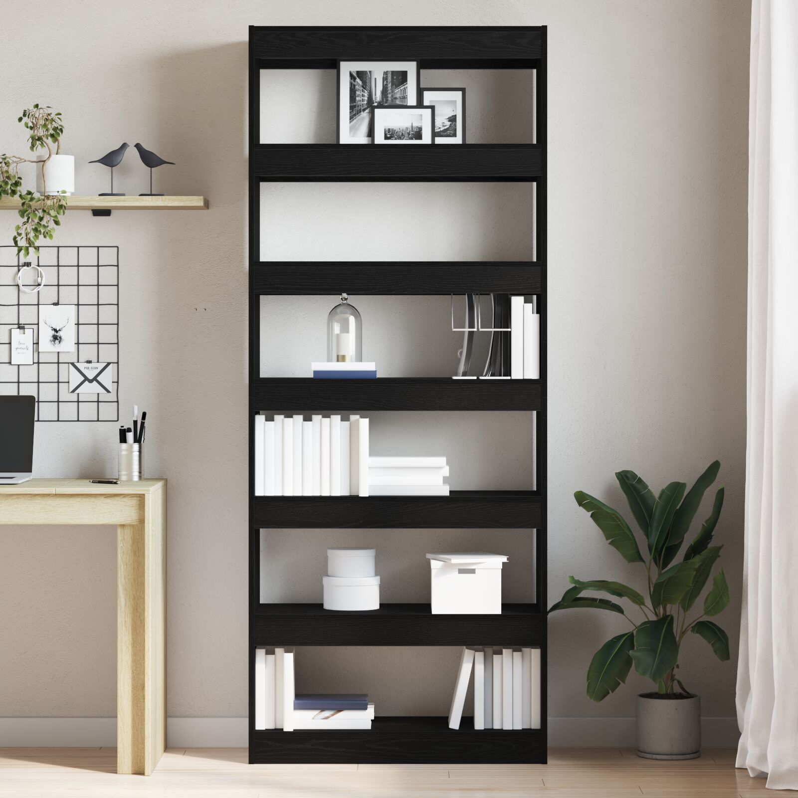 vidaXL Bibliotecă cu raft Negru 80 x 30 x 198 cm Lemn compozit