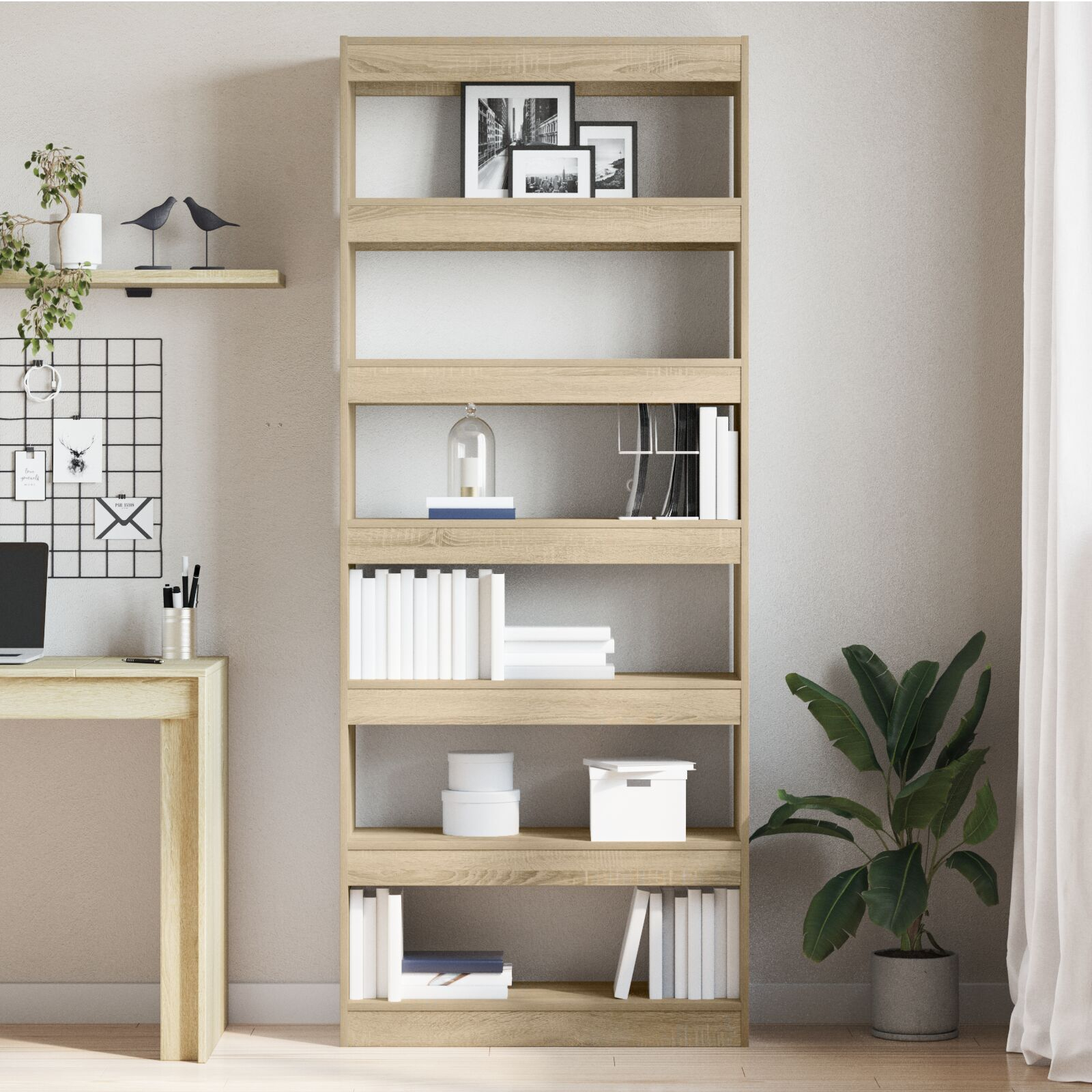 vidaXL Bibliotecă cu raft Stejar sonoma 80 x 30 x 198 cm Lemn compozit