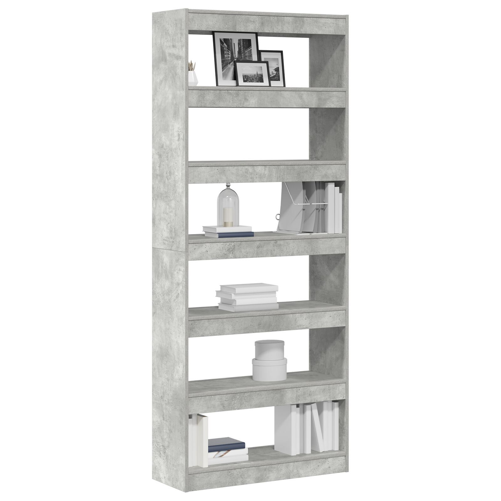 vidaXL Bibliotecă cu raft Gri beton 80 x 30 x 198 cm Lemn compozit