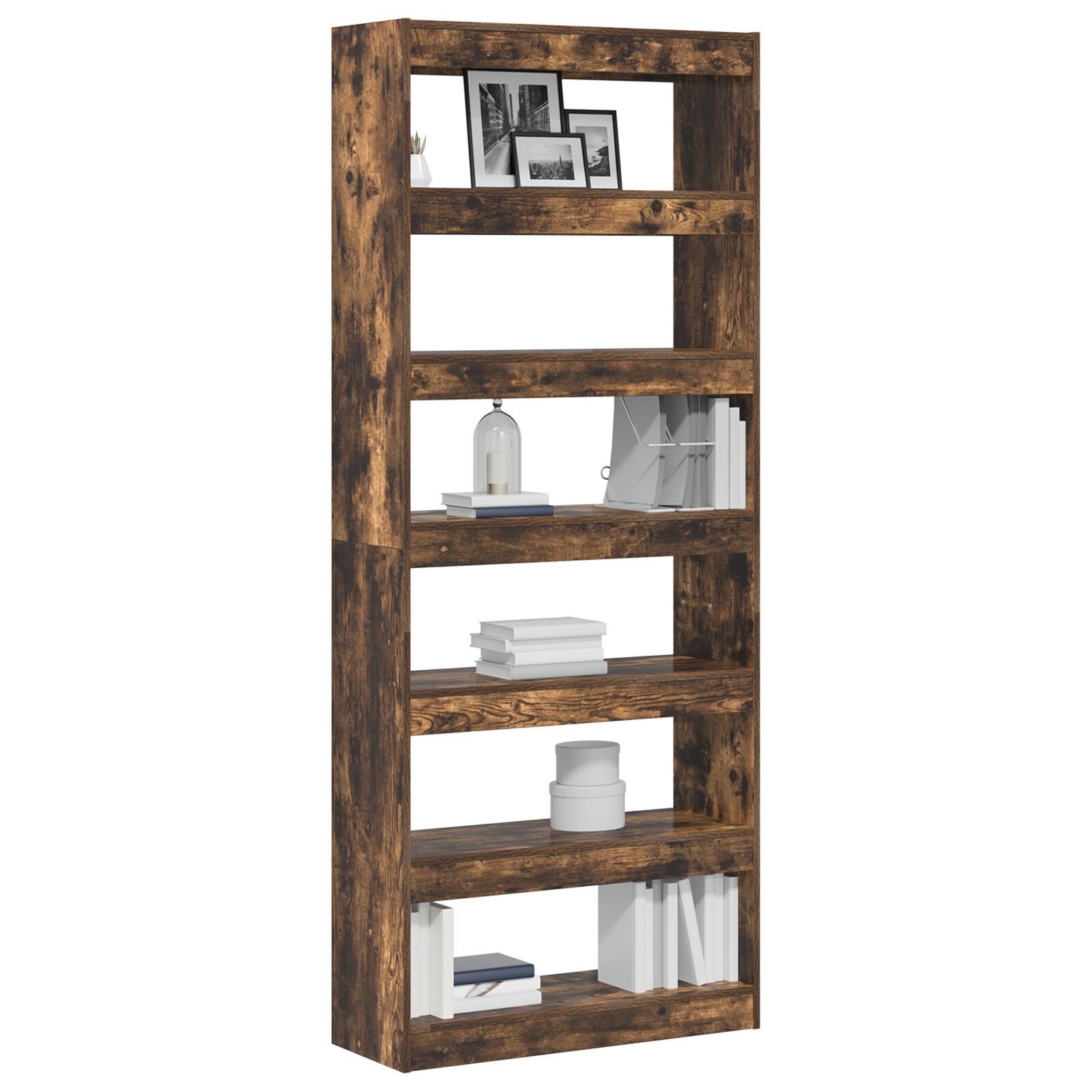 vidaXL Bibliotecă cu raft Stejar afumat 80 x 30 x 198 cm Lemn compozit