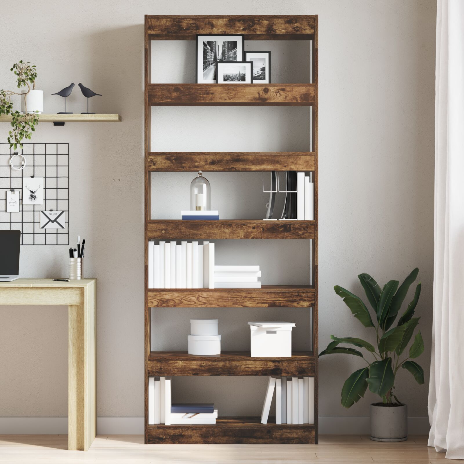 vidaXL Bibliotecă cu raft Stejar afumat 80 x 30 x 198 cm Lemn compozit
