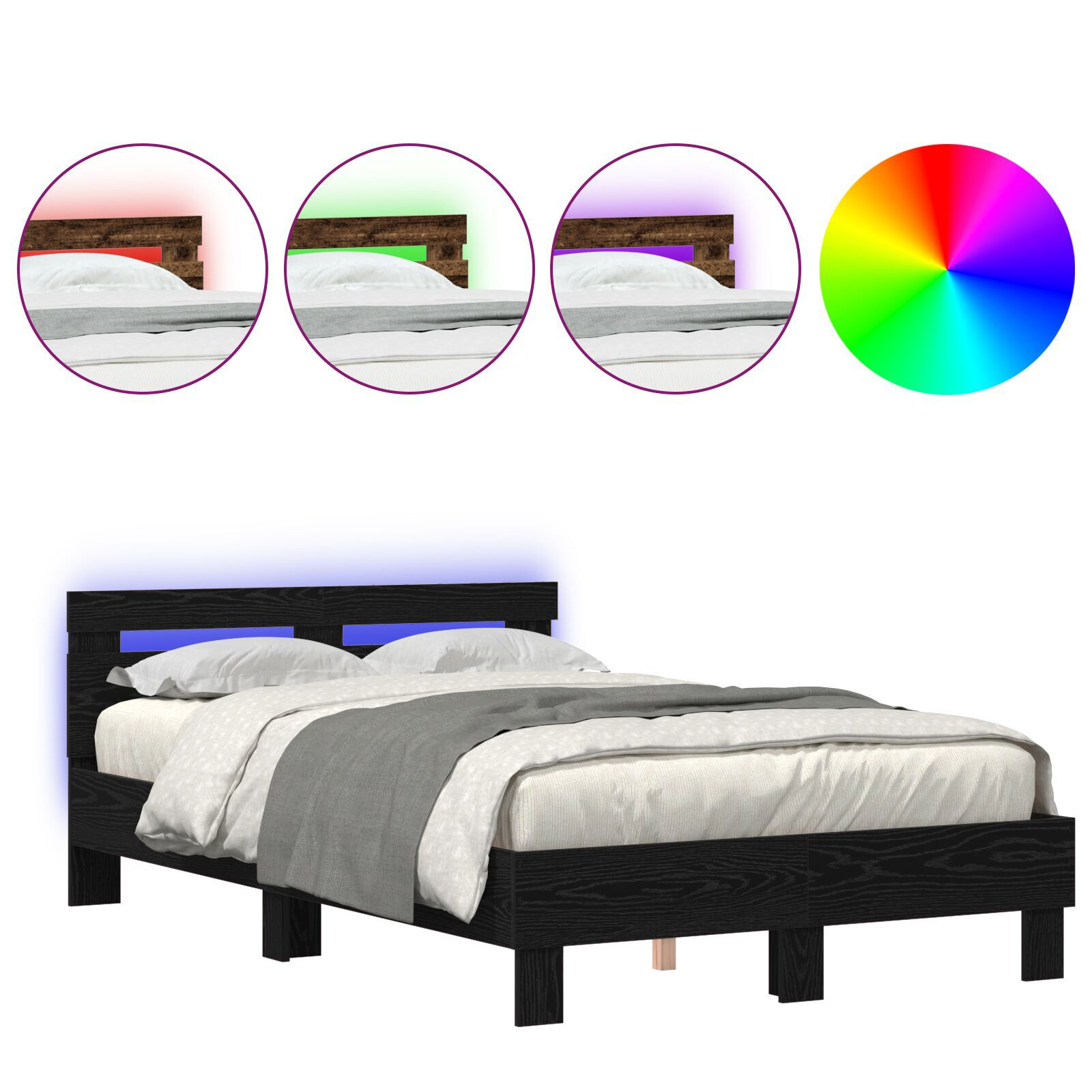 vidaXL Cadru de pat Stejar negru 120 x 190 cm Lemn compozit