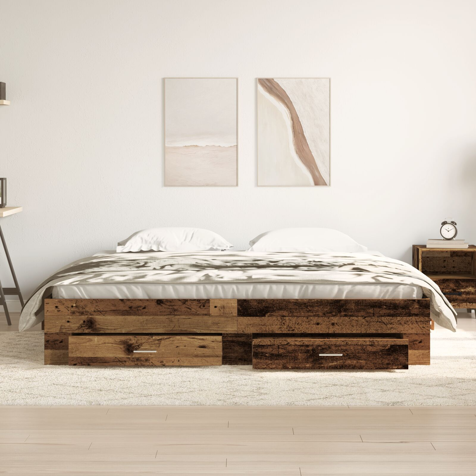 vidaXL Cadru de pat cu sertare Lemn vechi 180 x 200 cm Lemn compozit