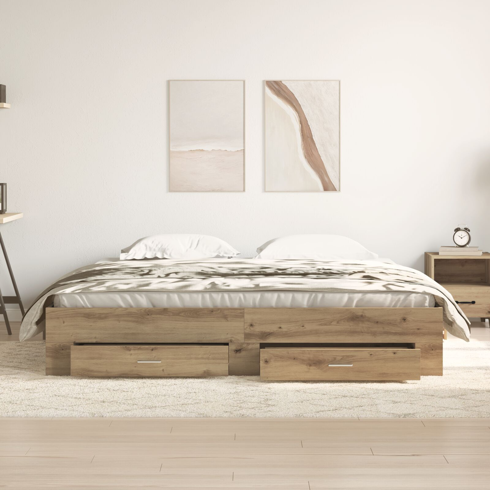 vidaXL Cadru de pat cu sertare cu sertar stejar artizanal 180 x 200 cm