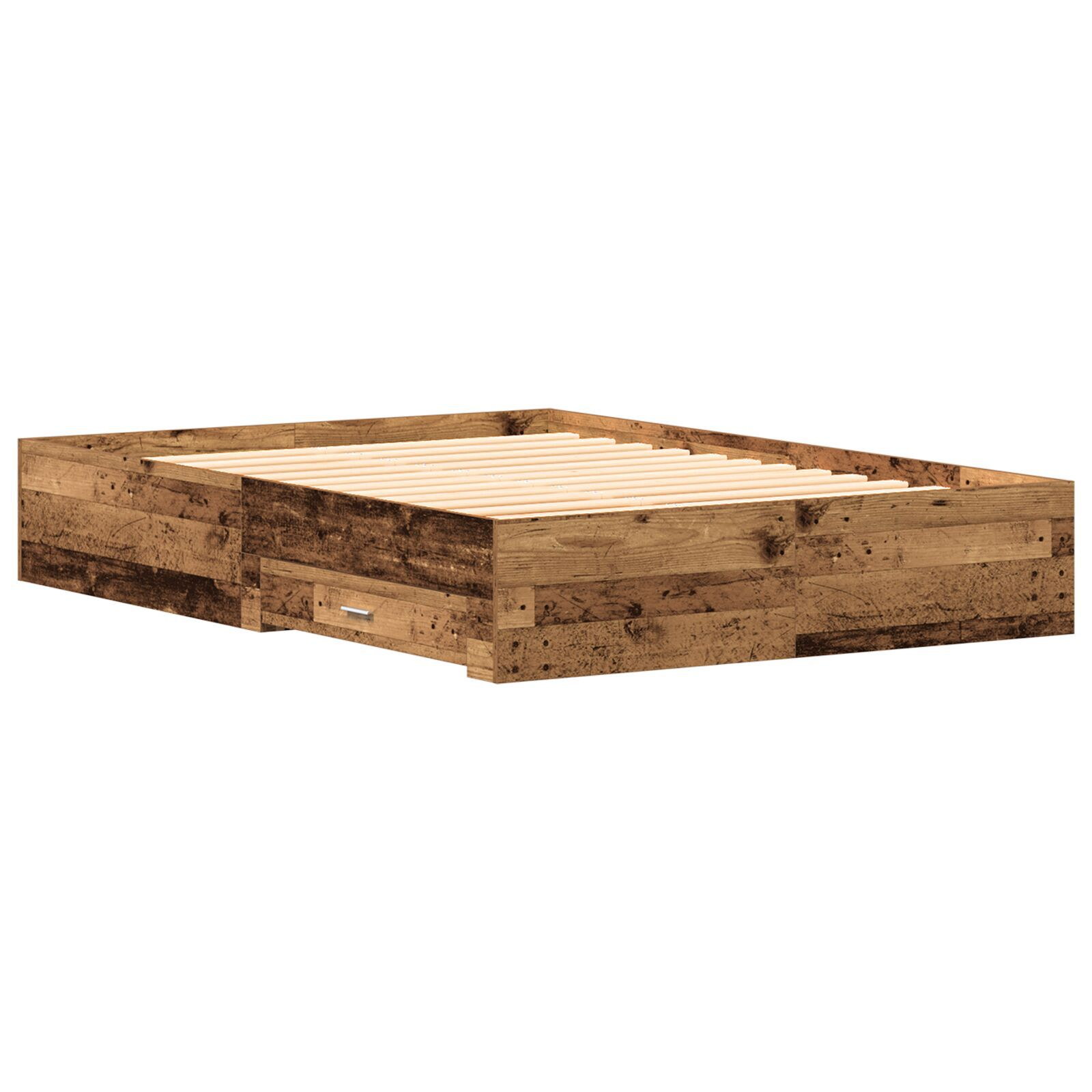 vidaXL Cadru de pat cu sertare Lemn vechi 140 x 200 cm Lemn compozit vidaXL Cadru de pat cu sertare Lemn vechi 140 x 200 cm Lemn compozit