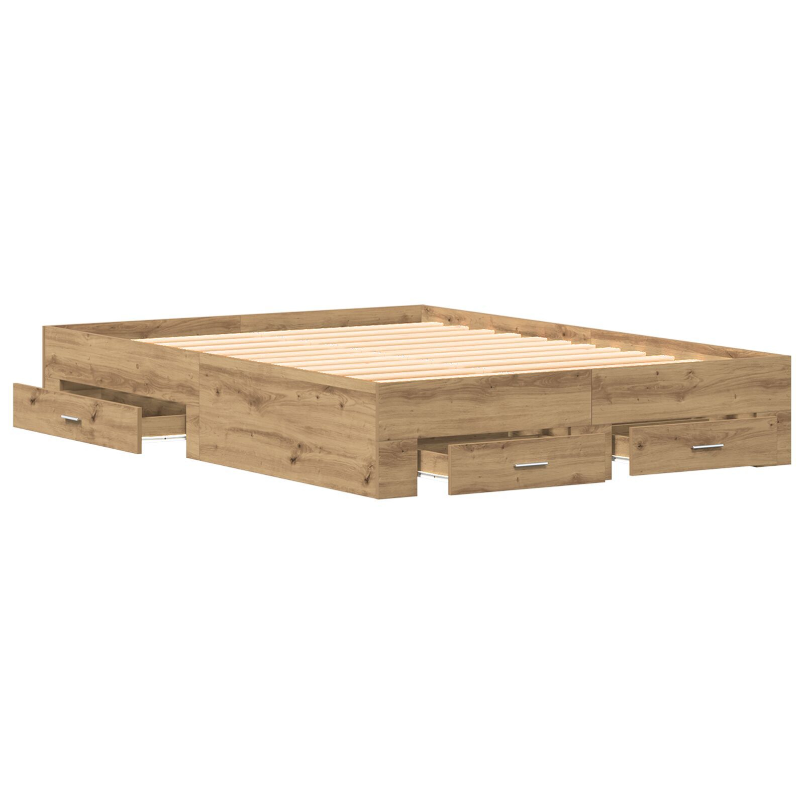 vidaXL Cadru de pat cu sertare cu sertar stejar artizanal 140 x 200 cm