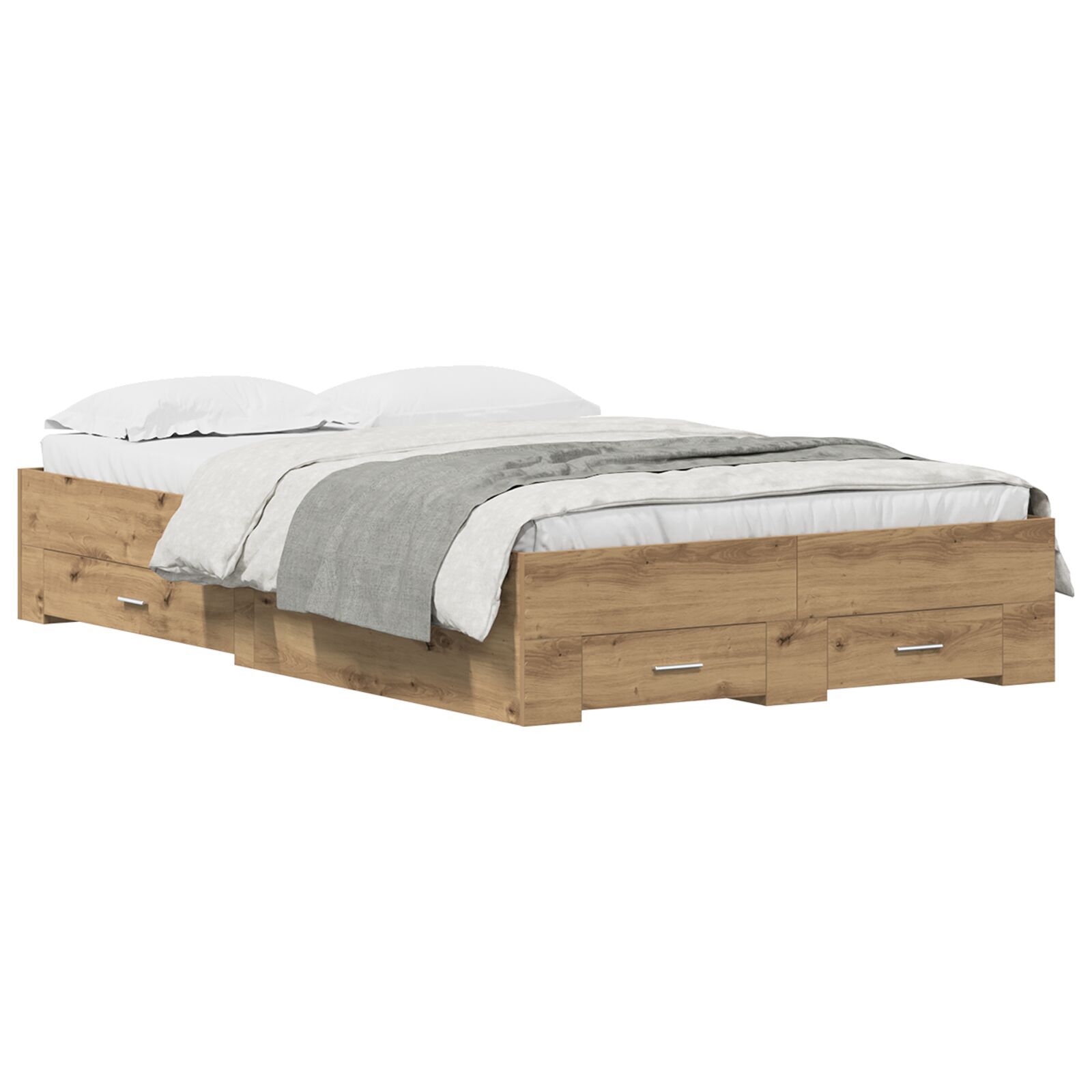 vidaXL Cadru de pat cu sertare cu sertar stejar artizanal 120 x 200 cm