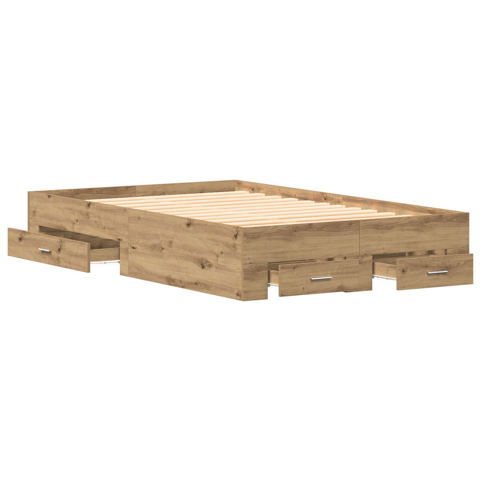 vidaXL Cadru de pat cu sertare cu sertar stejar artizanal 120 x 200 cm