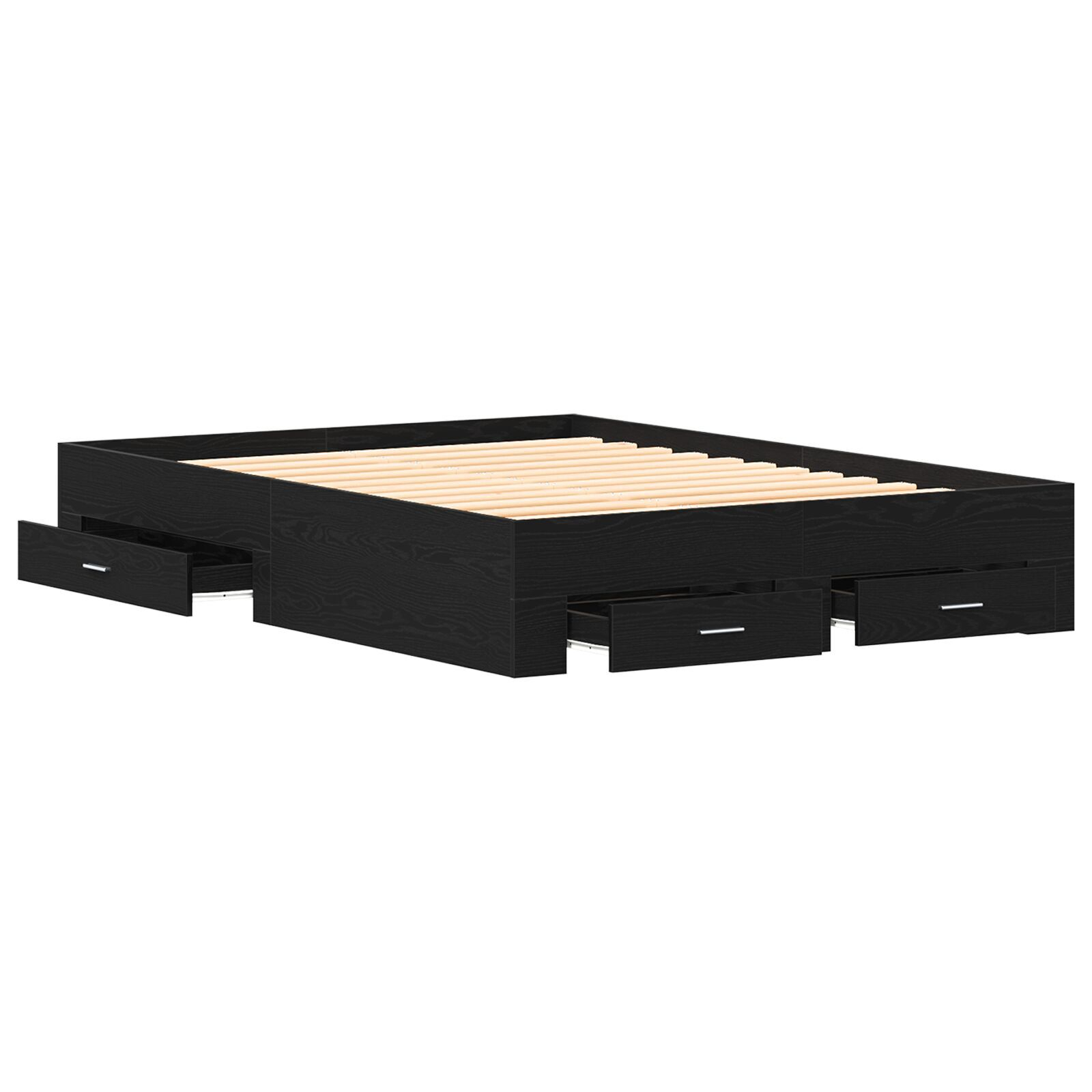 vidaXL Cadru de pat cu sertare Stejar negru 140 x 190 cm Lemn compozit