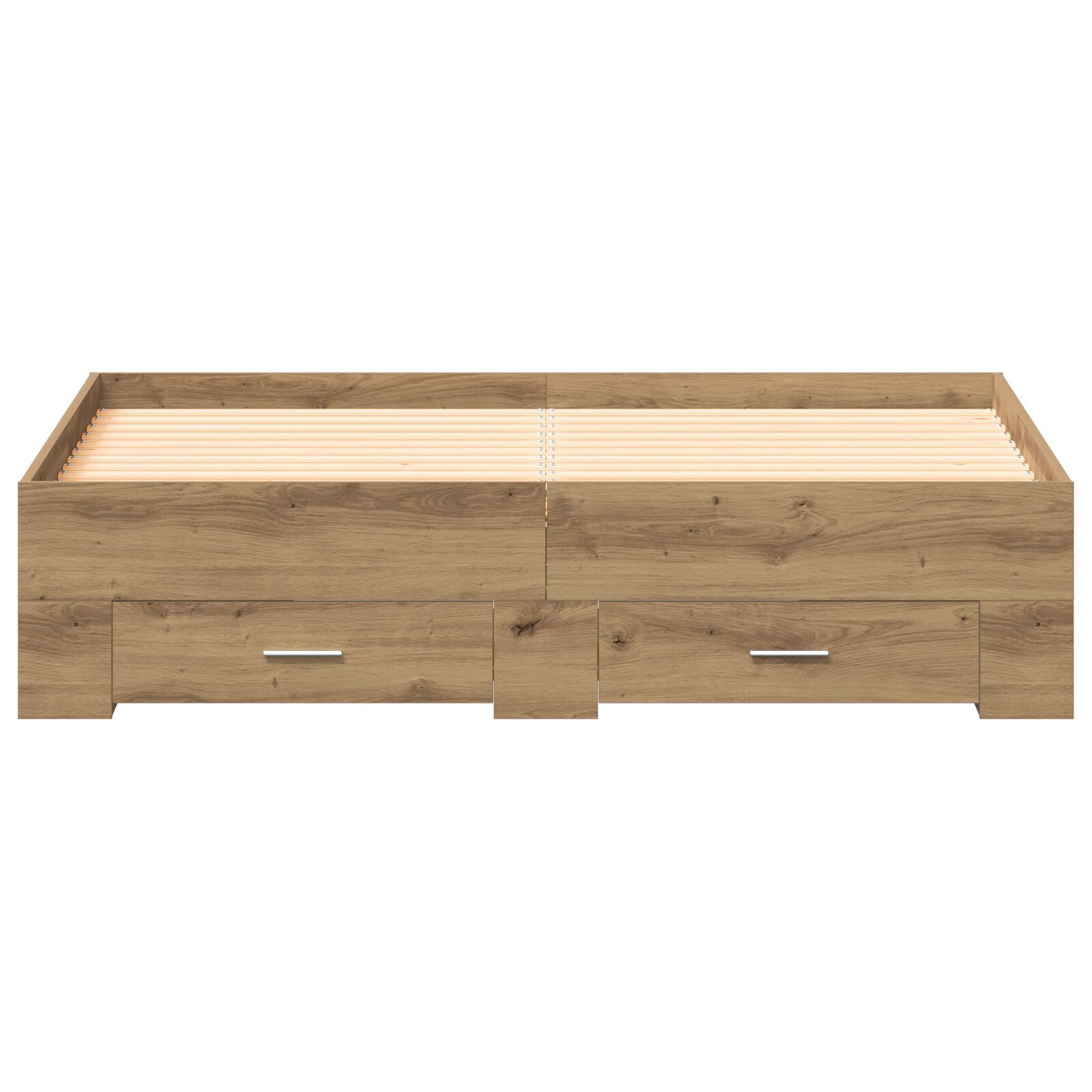 vidaXL Cadru de pat cu sertare cu sertar stejar artizanal 135 x 190 cm