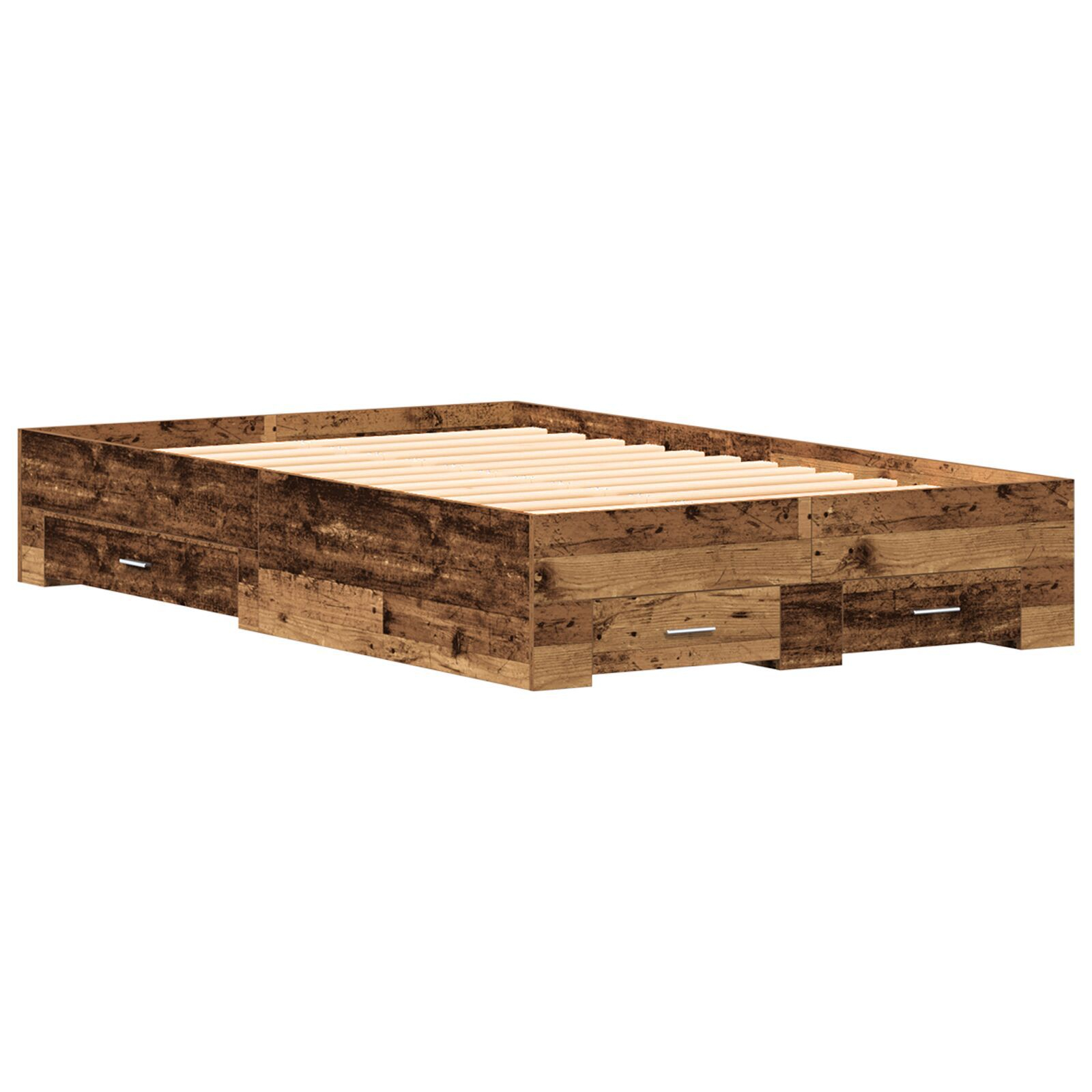 vidaXL Cadru de pat cu sertare Lemn vechi 120 x 190 cm Lemn compozit