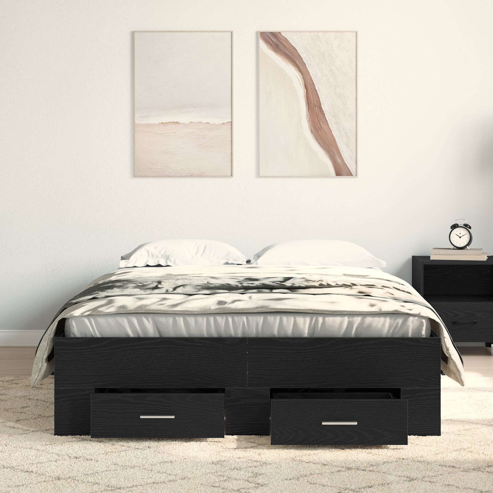 vidaXL Cadru de pat cu sertare Stejar negru 120 x 190 cm Lemn compozit
