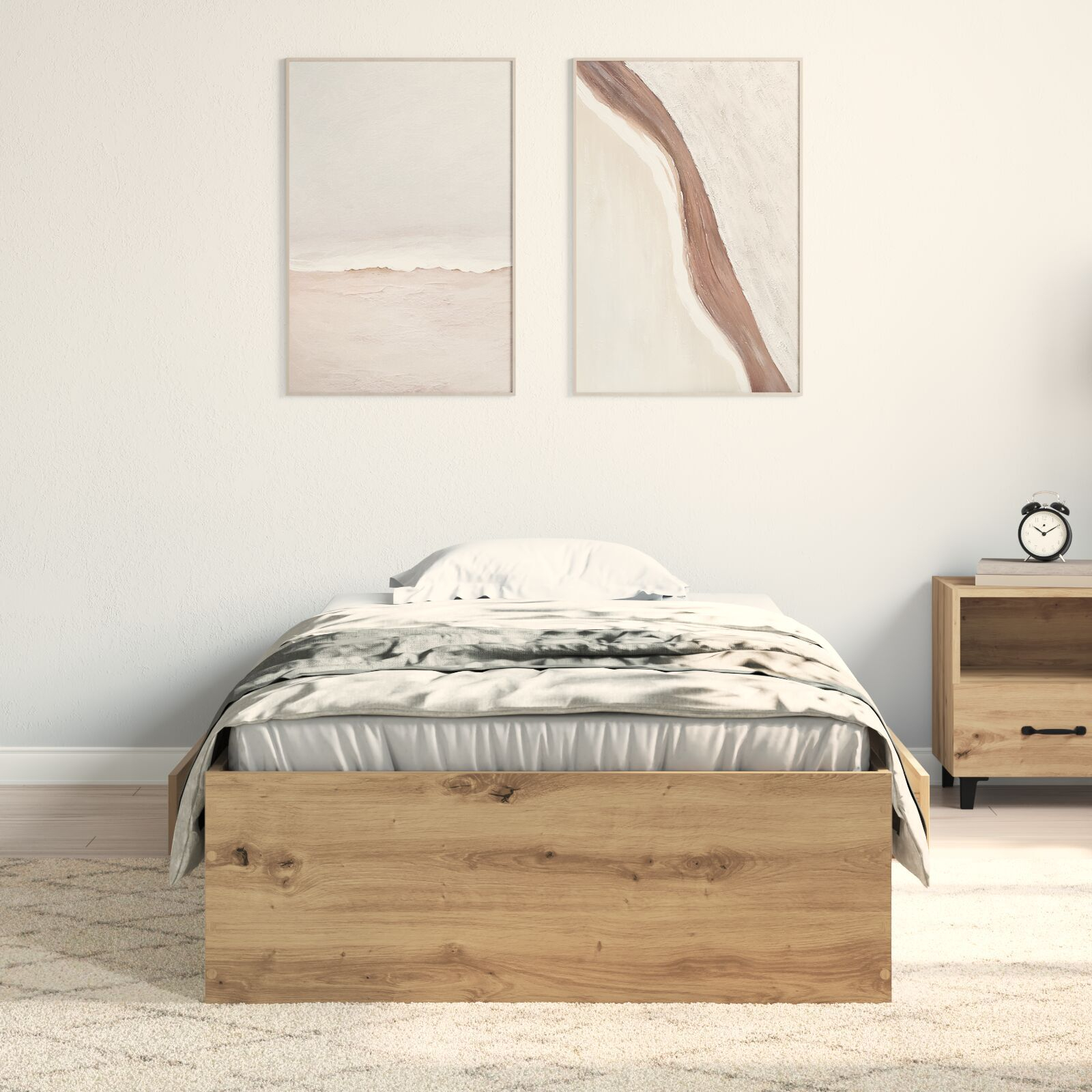 Cadru de pat vidaXL Artisan Stejar 90x200 cm Lemn prelucrat Cadru de pat vidaXL Artisan Stejar 90x200 cm Lemn prelucrat